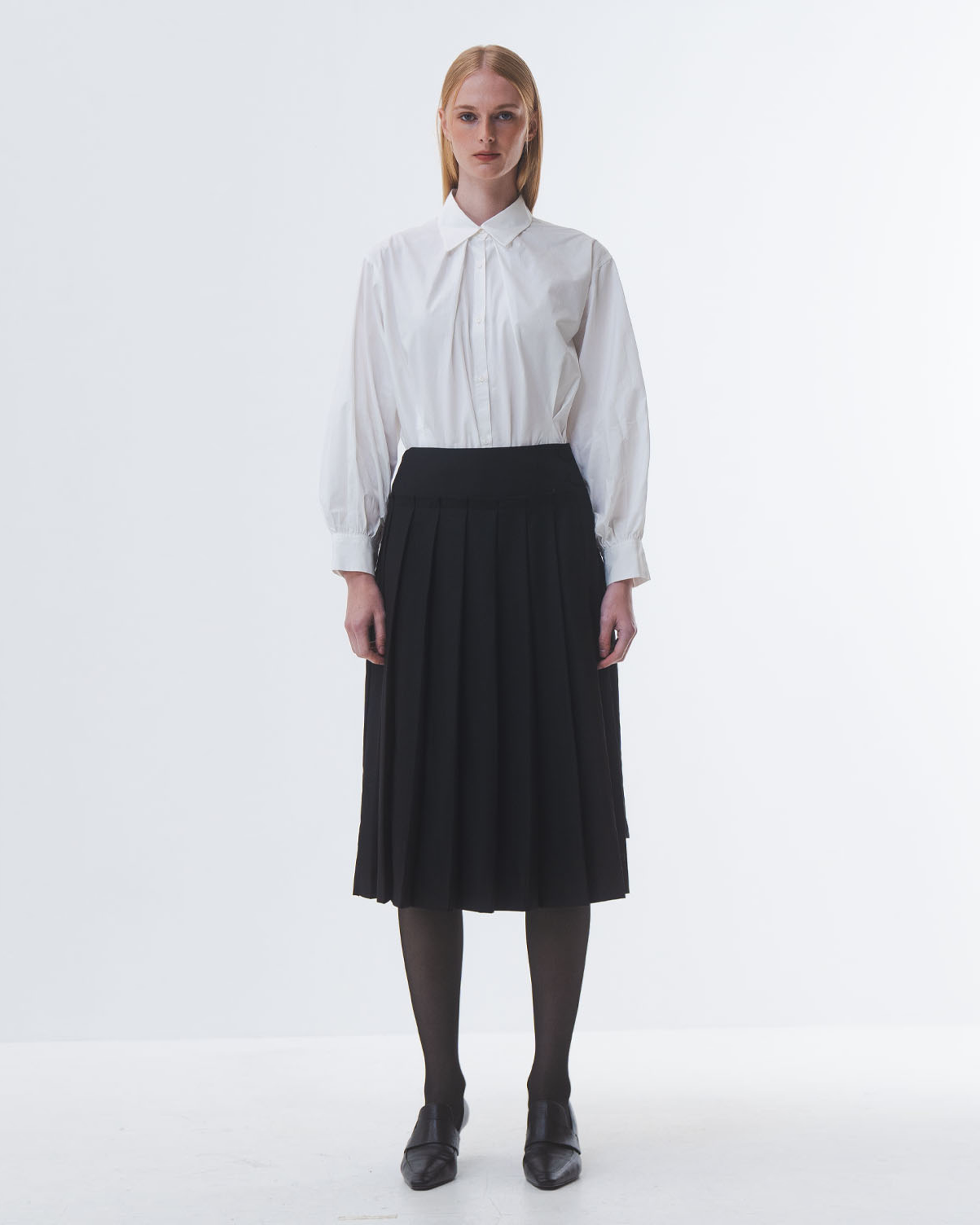 Black Front Pleated Skirt