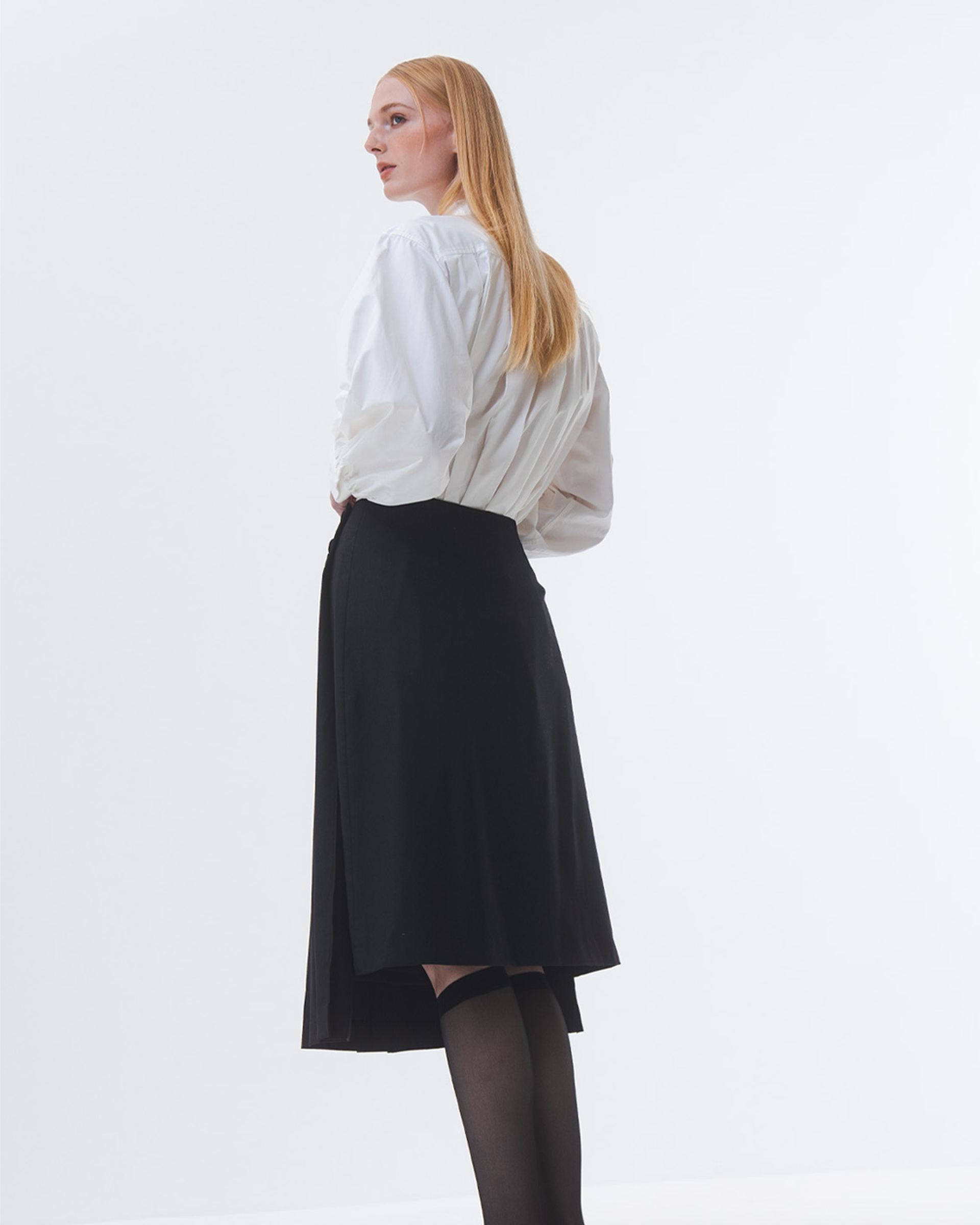 Black Front Pleated Skirt