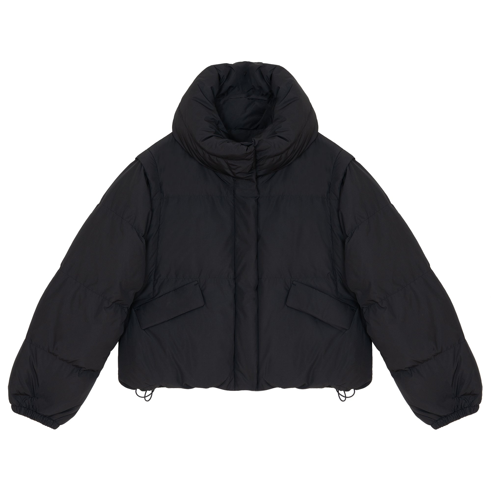 Black Removable Sleeve Puffer Jacket