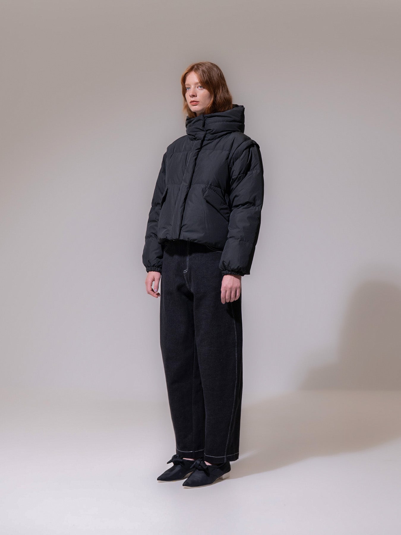 Black Removable Sleeve Puffer Jacket