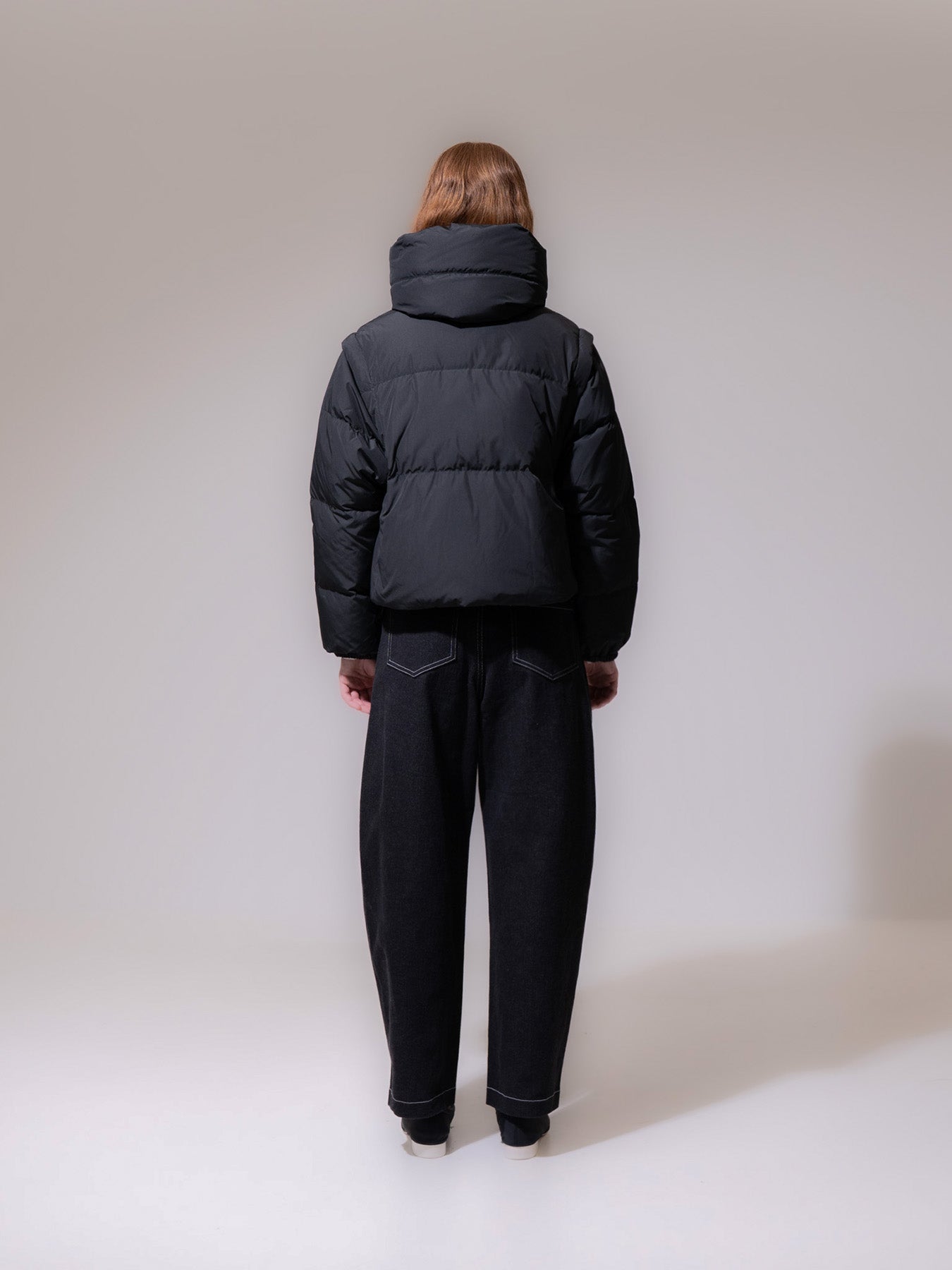 Black Removable Sleeve Puffer Jacket
