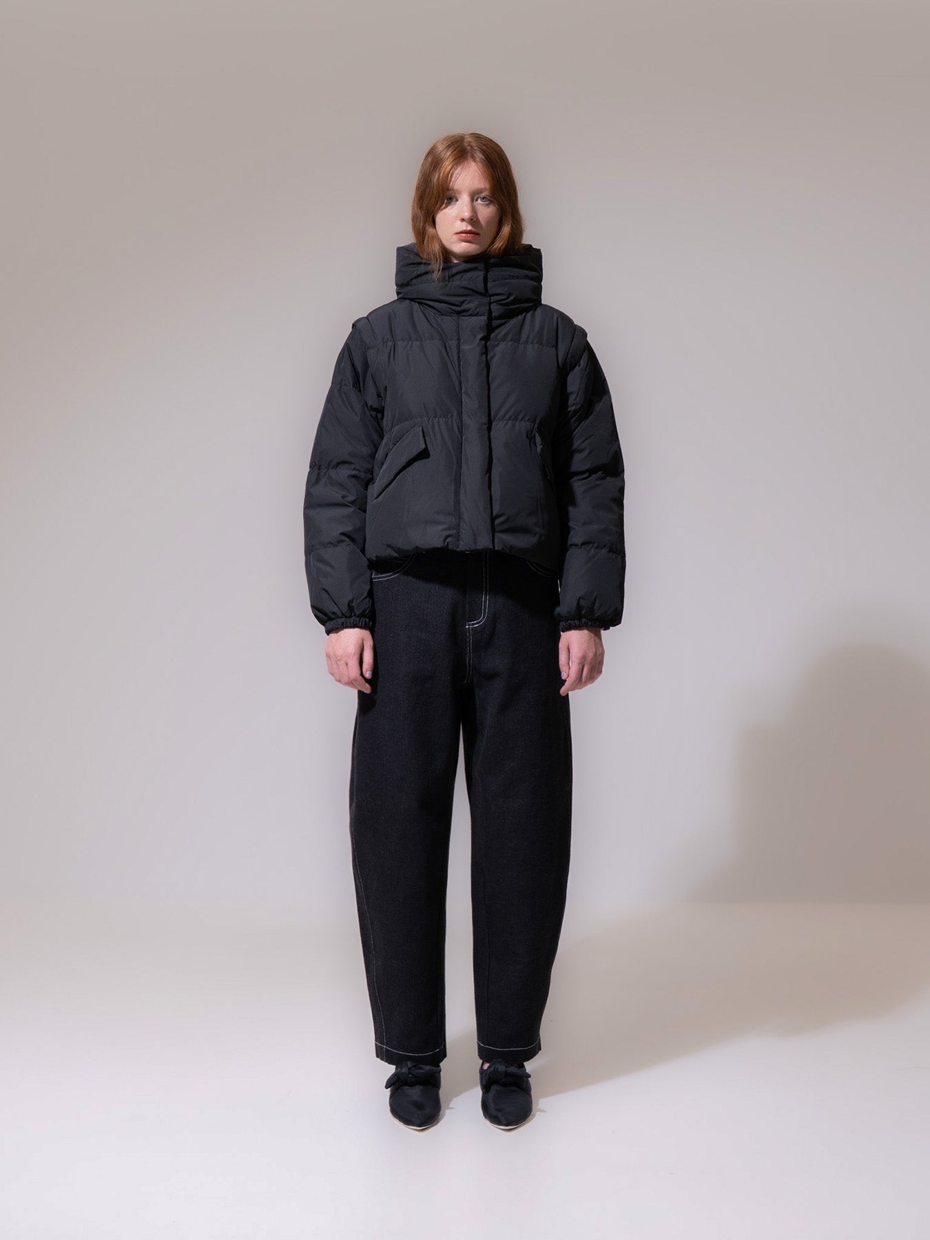 Black Removable Sleeve Puffer Jacket
