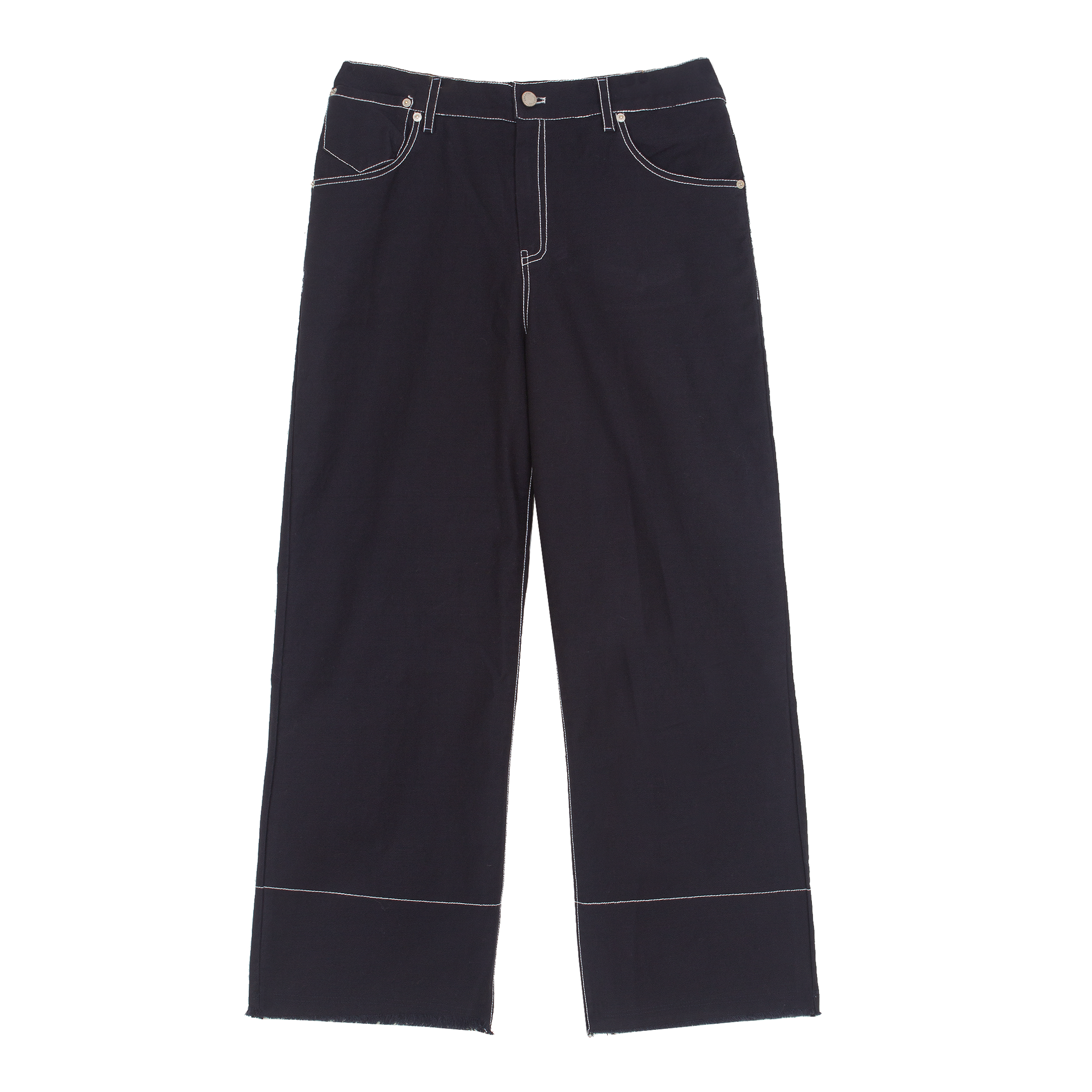 Navy Raw Hem Contrast Jeans