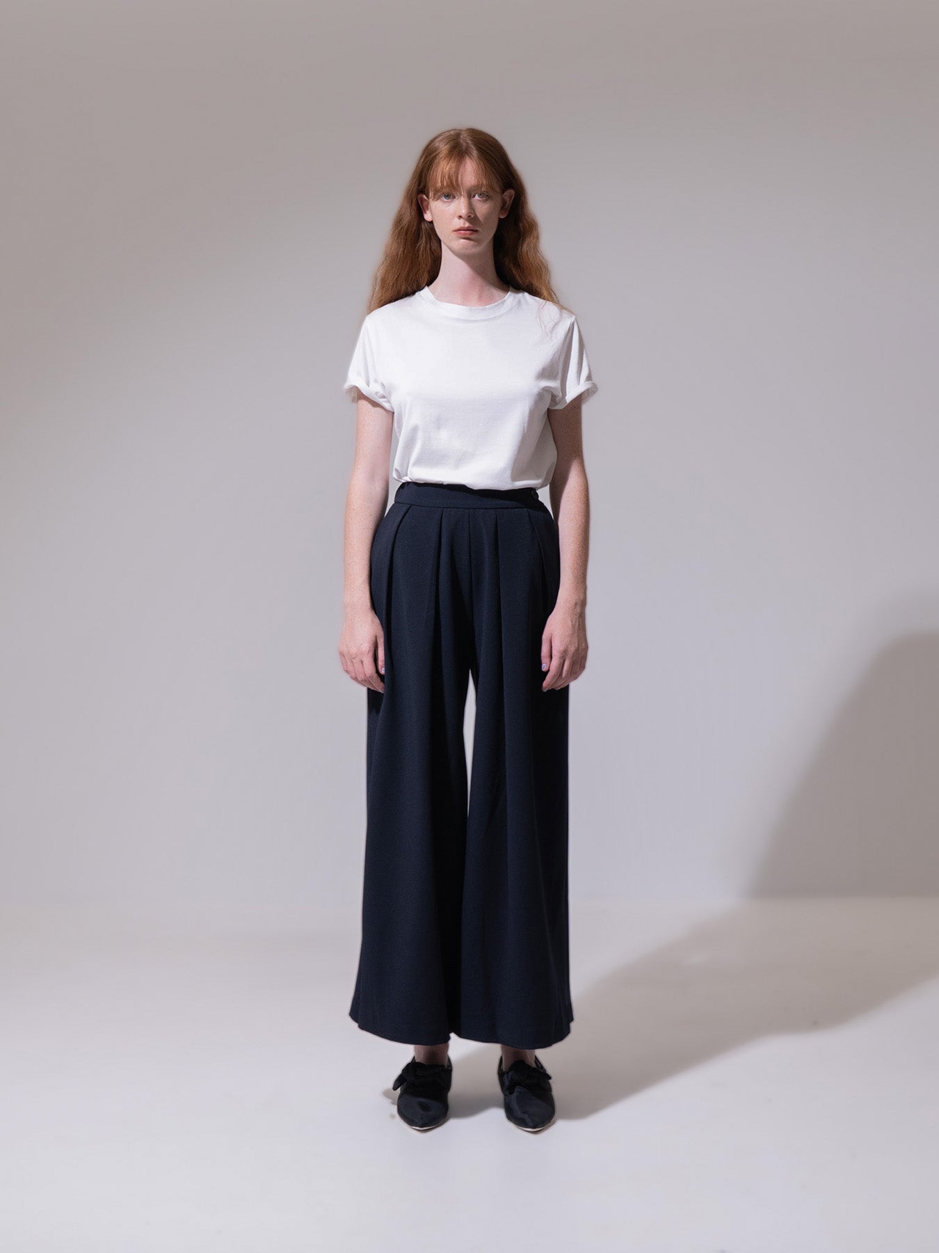 Black Double Pleat Trousers