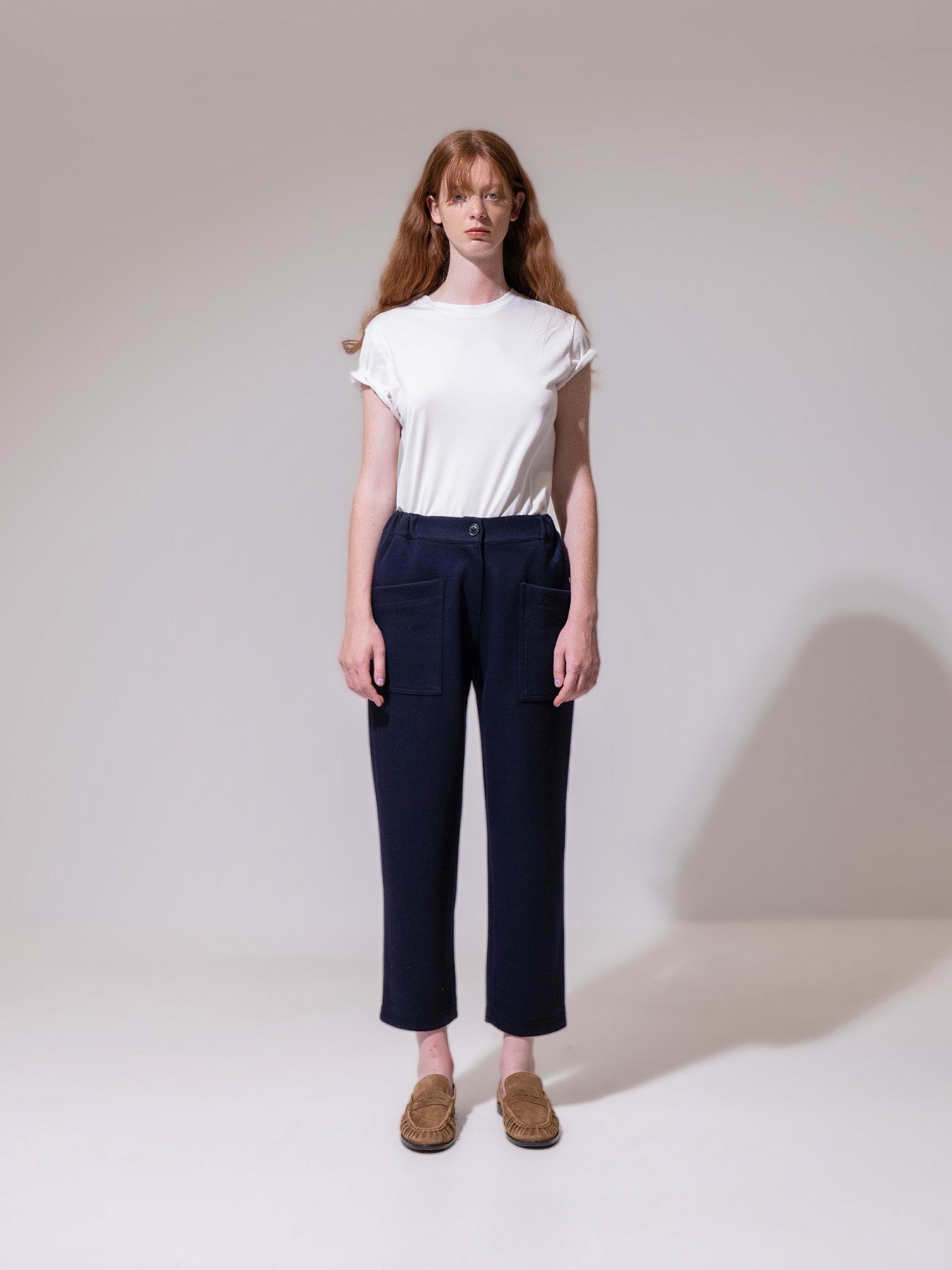 Blue Tapered Cotton Trousers