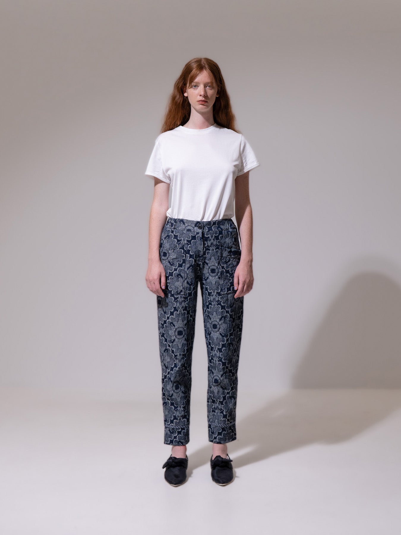 Floral Tapered Cotton Trousers