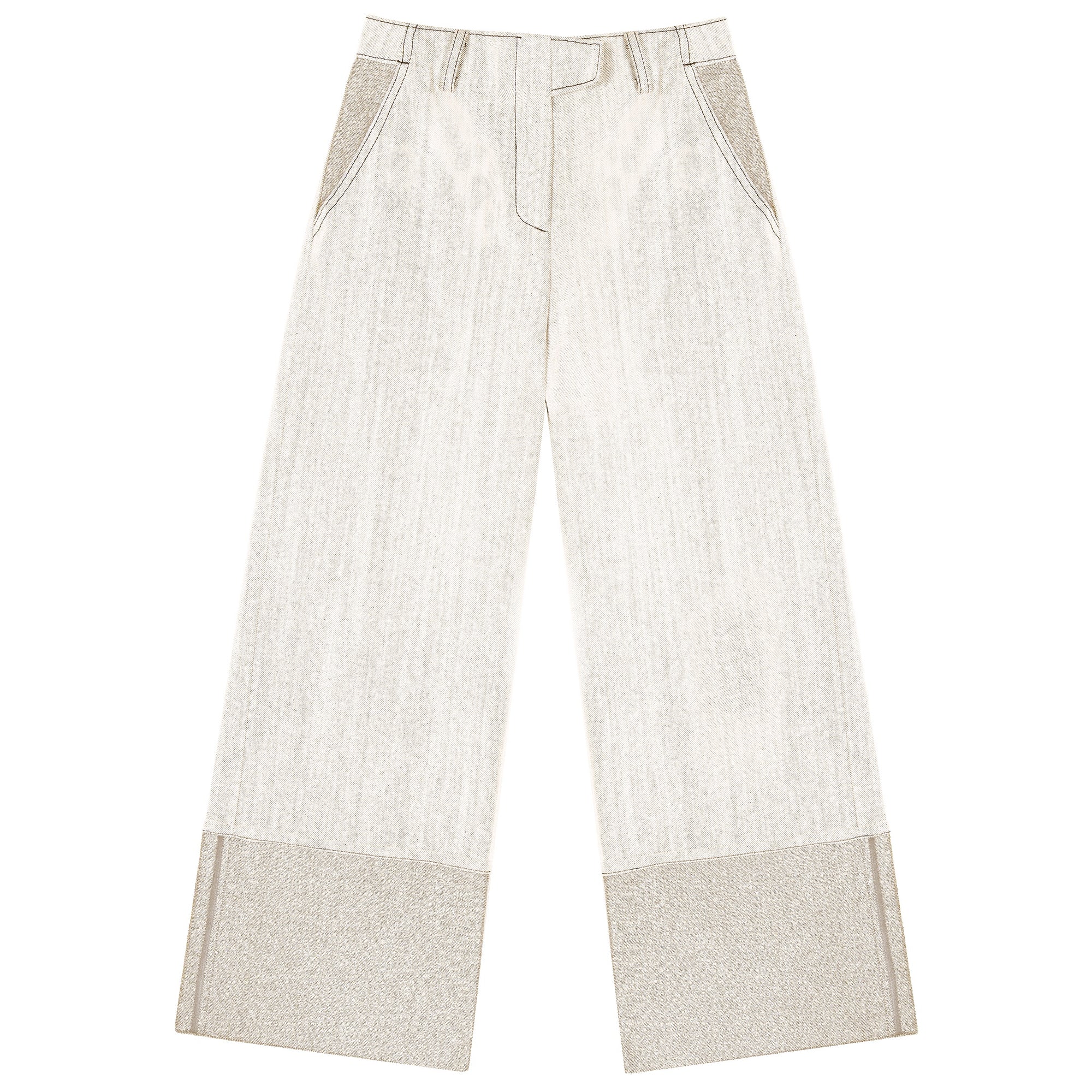 Beige Contrast Denim Jeans