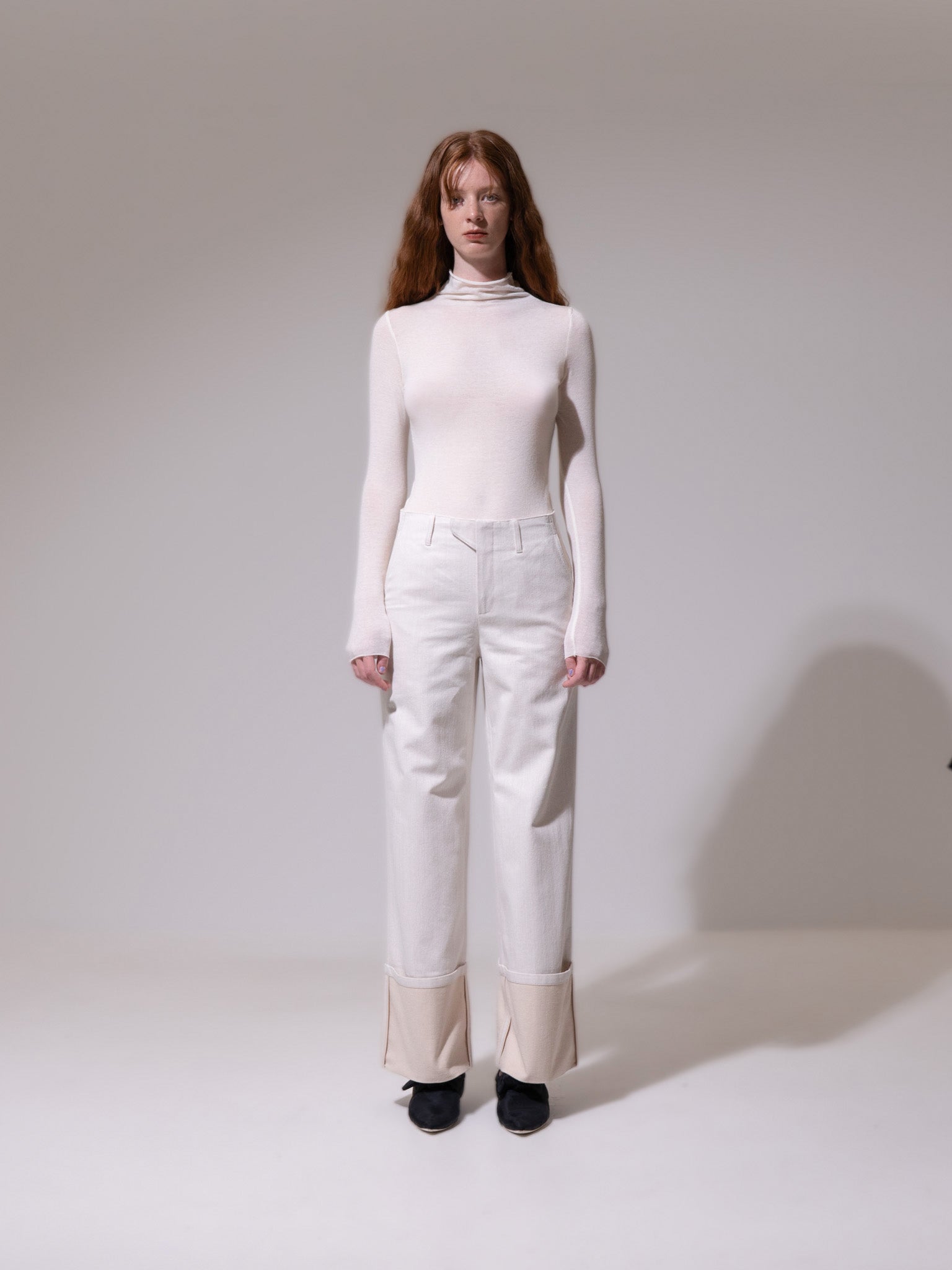 Beige Contrast Denim Jeans