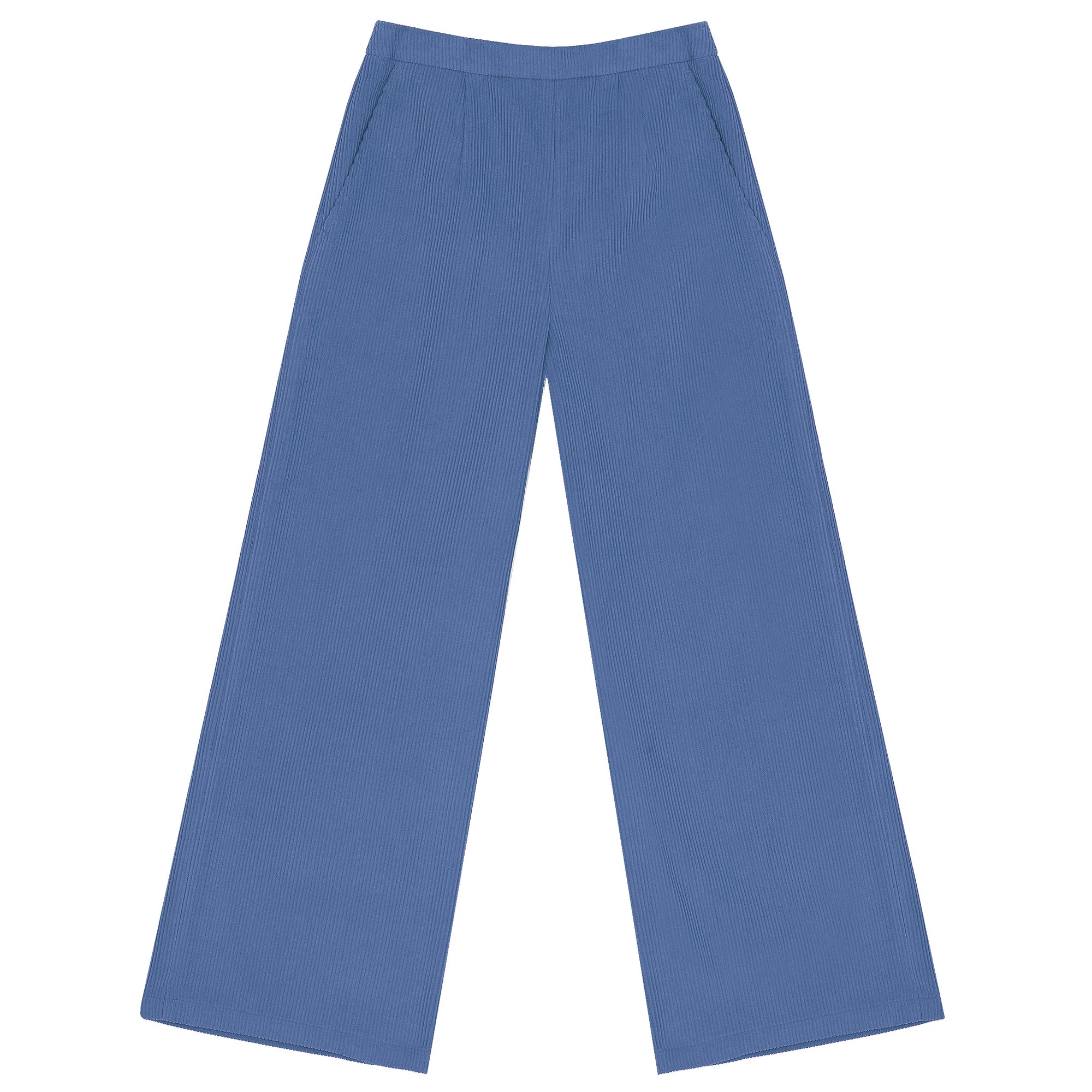Blue Relaxed-Leg Trousers