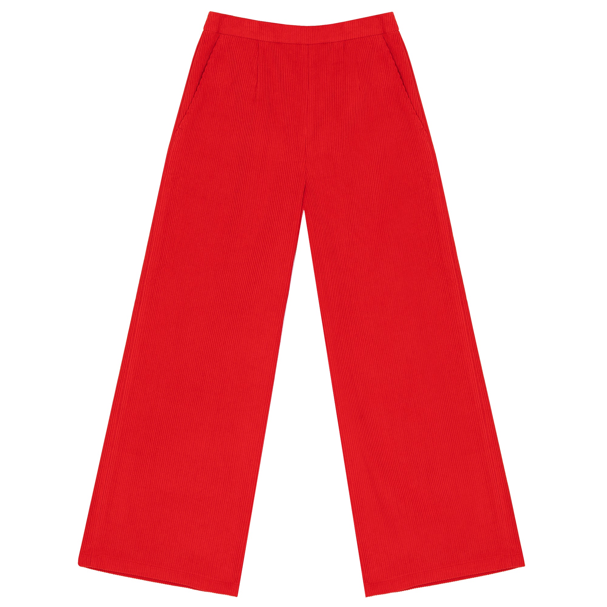 Red Relaxed-Leg Trousers