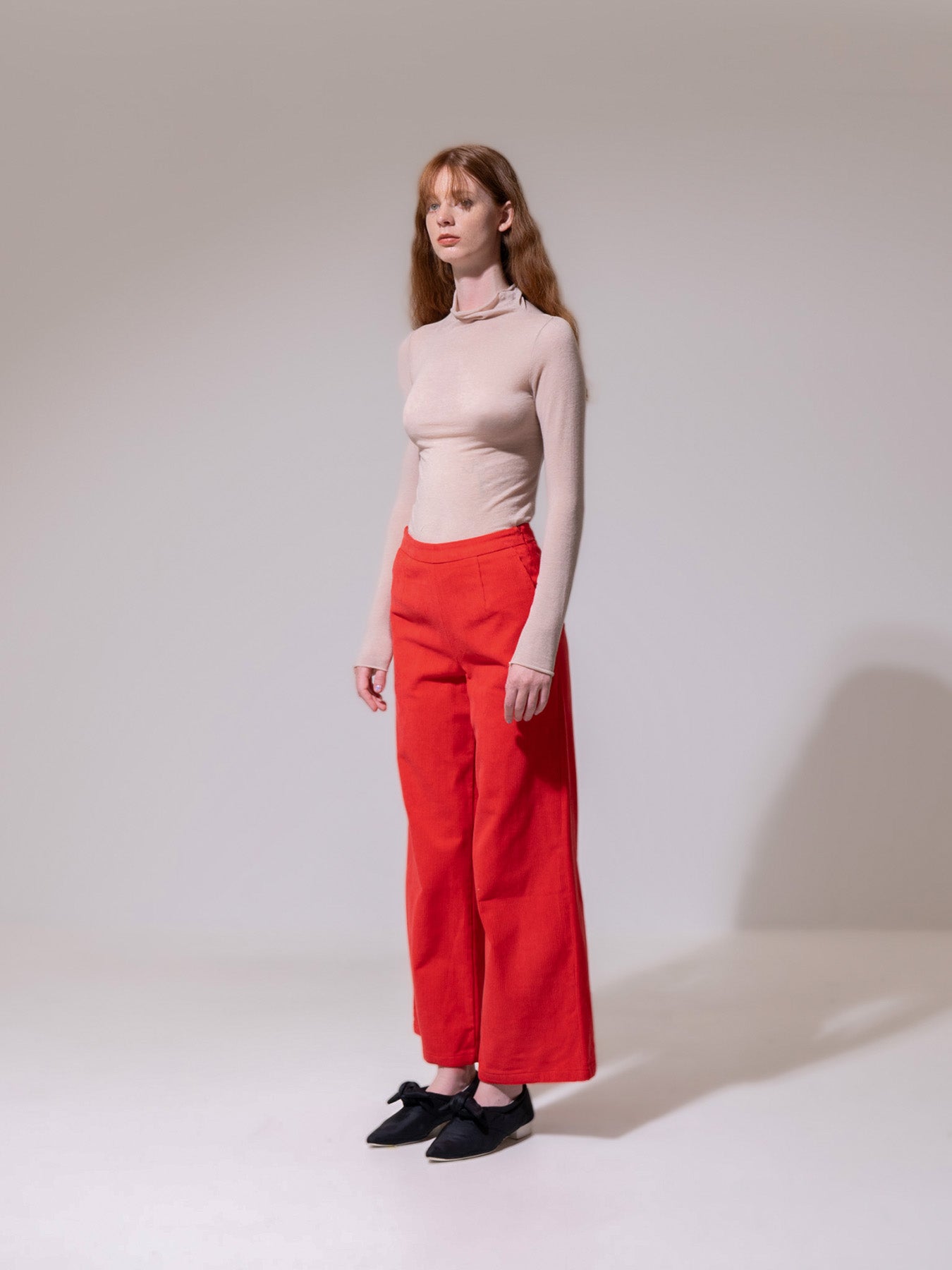 Red Relaxed-Leg Trousers
