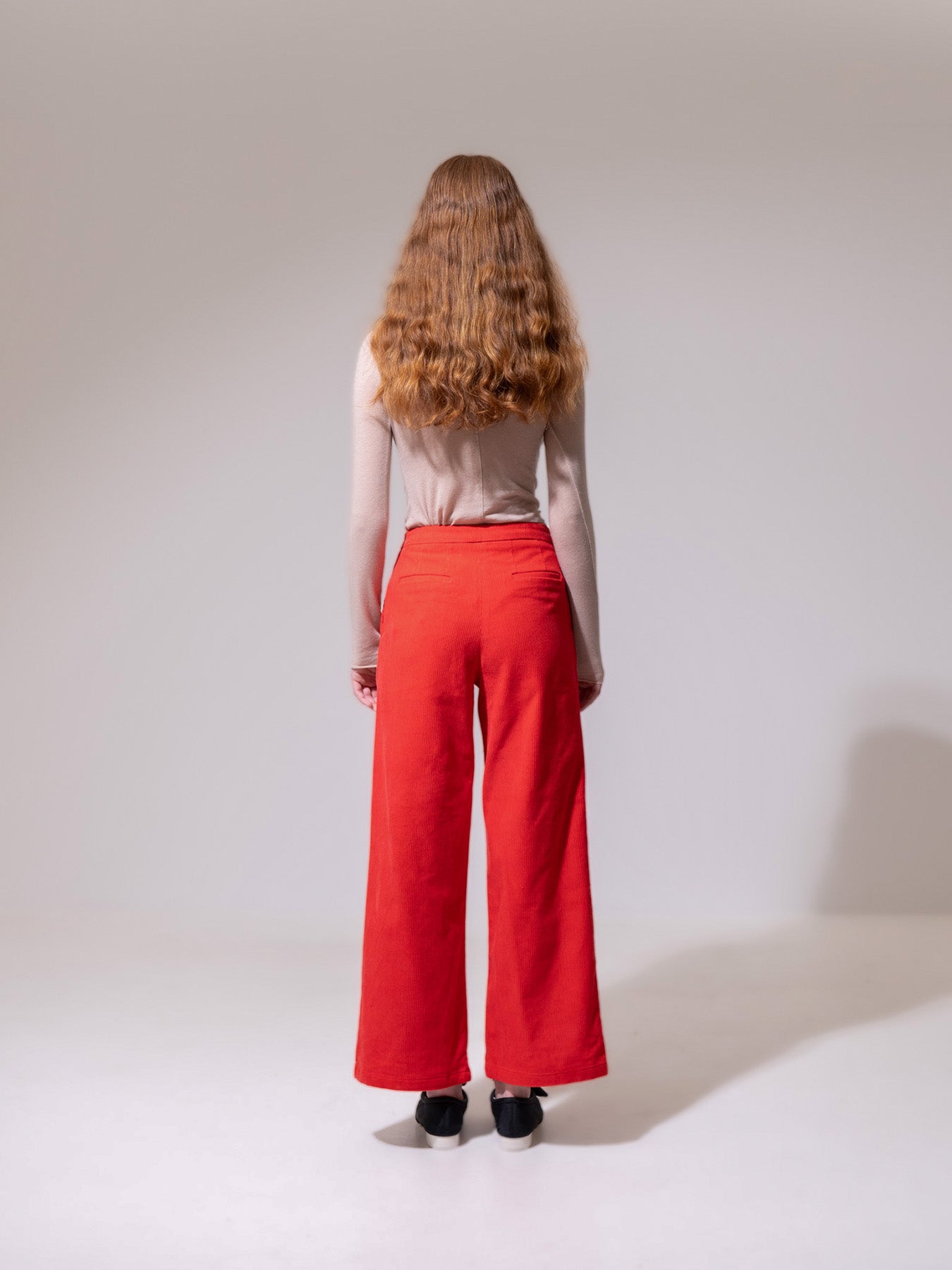 Red Relaxed-Leg Trousers