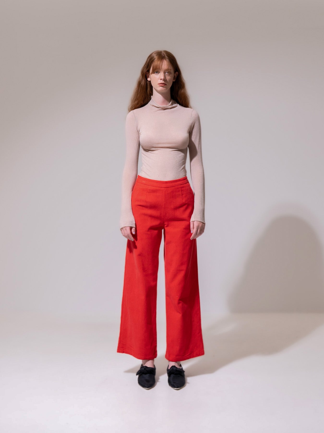 Red Relaxed-Leg Trousers
