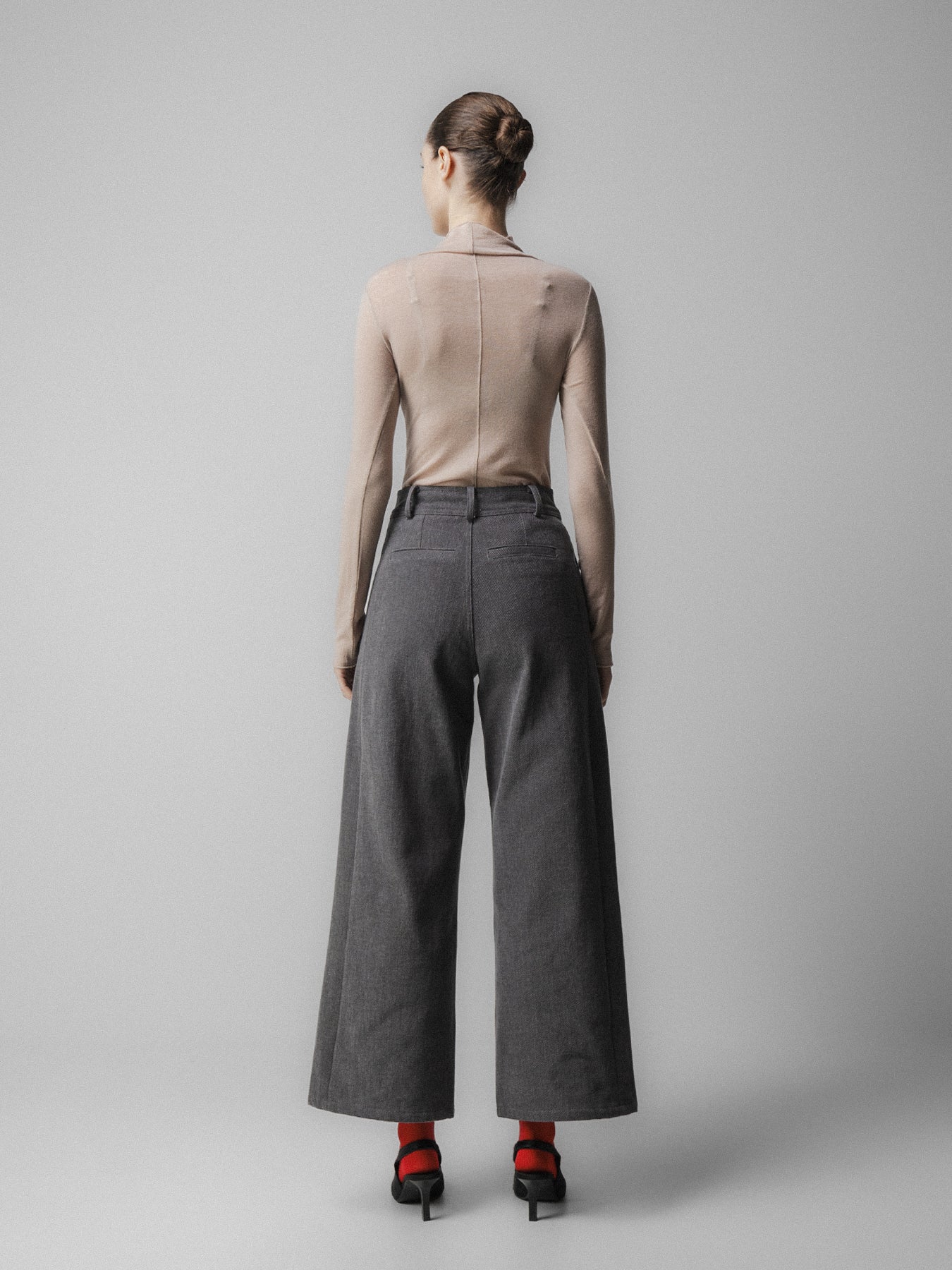 Grey Baggy Cotton Trousers