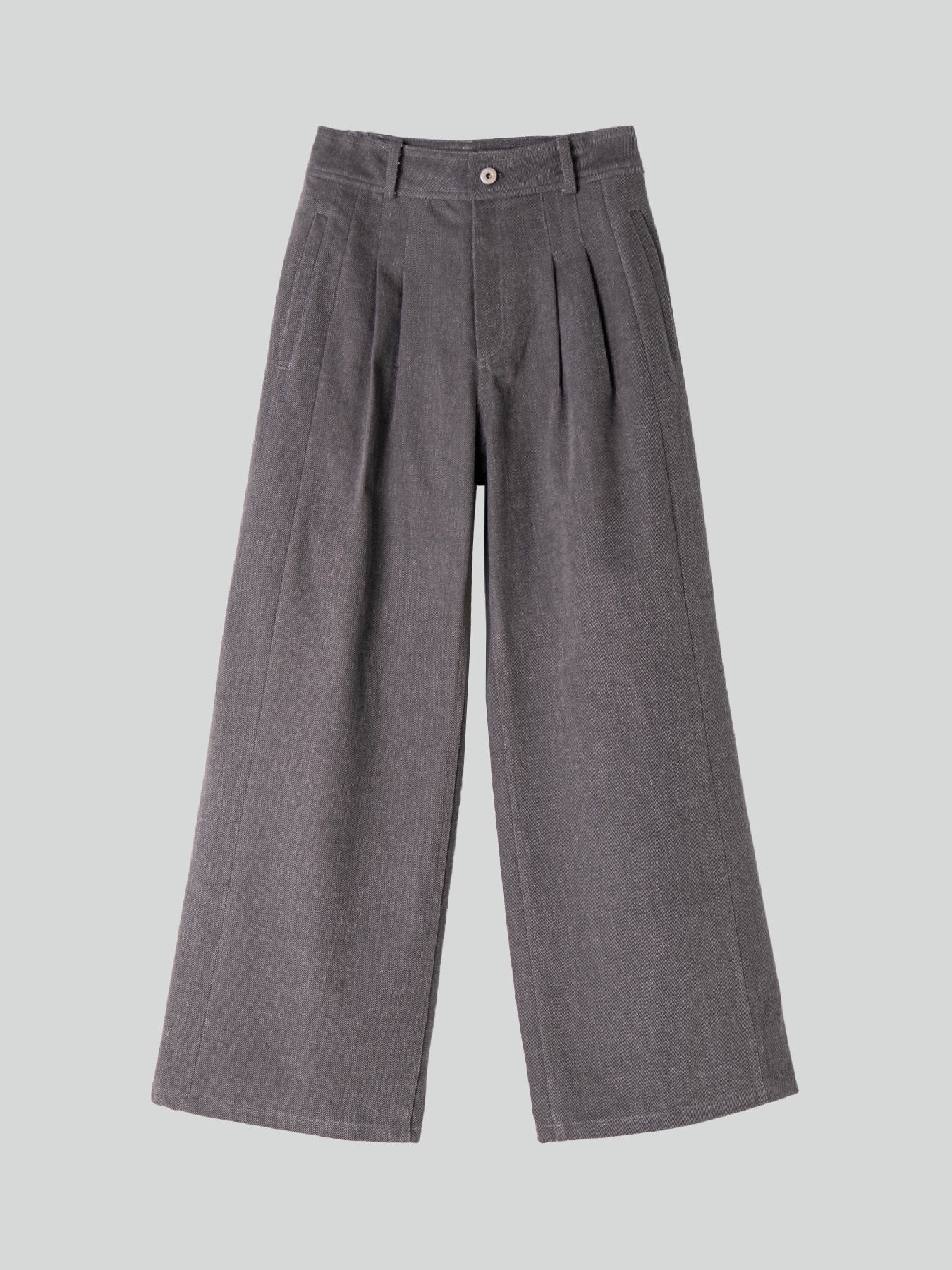 Grey Baggy Cotton Trousers