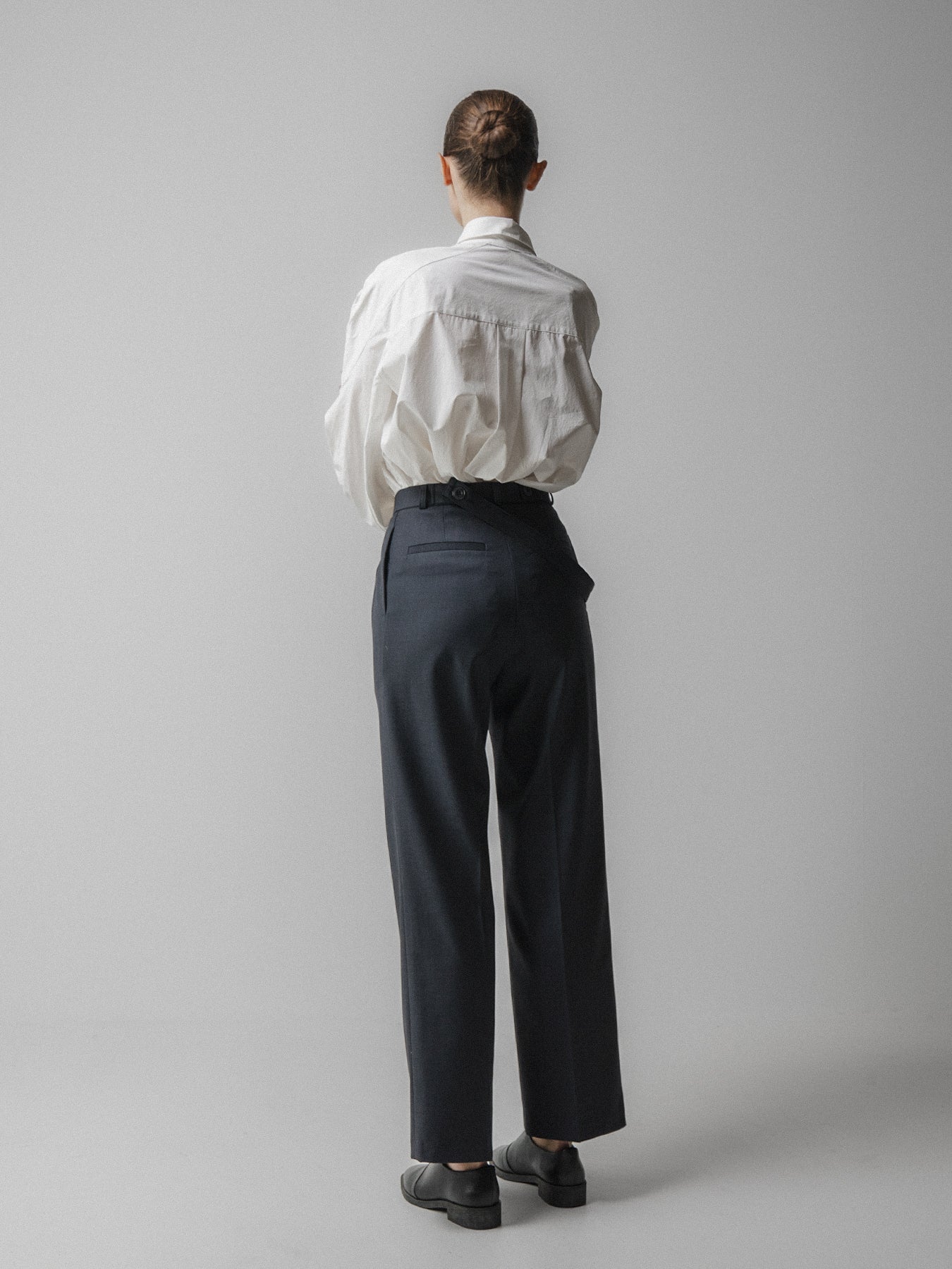 Charcoal Asymmetric Belted Trousers