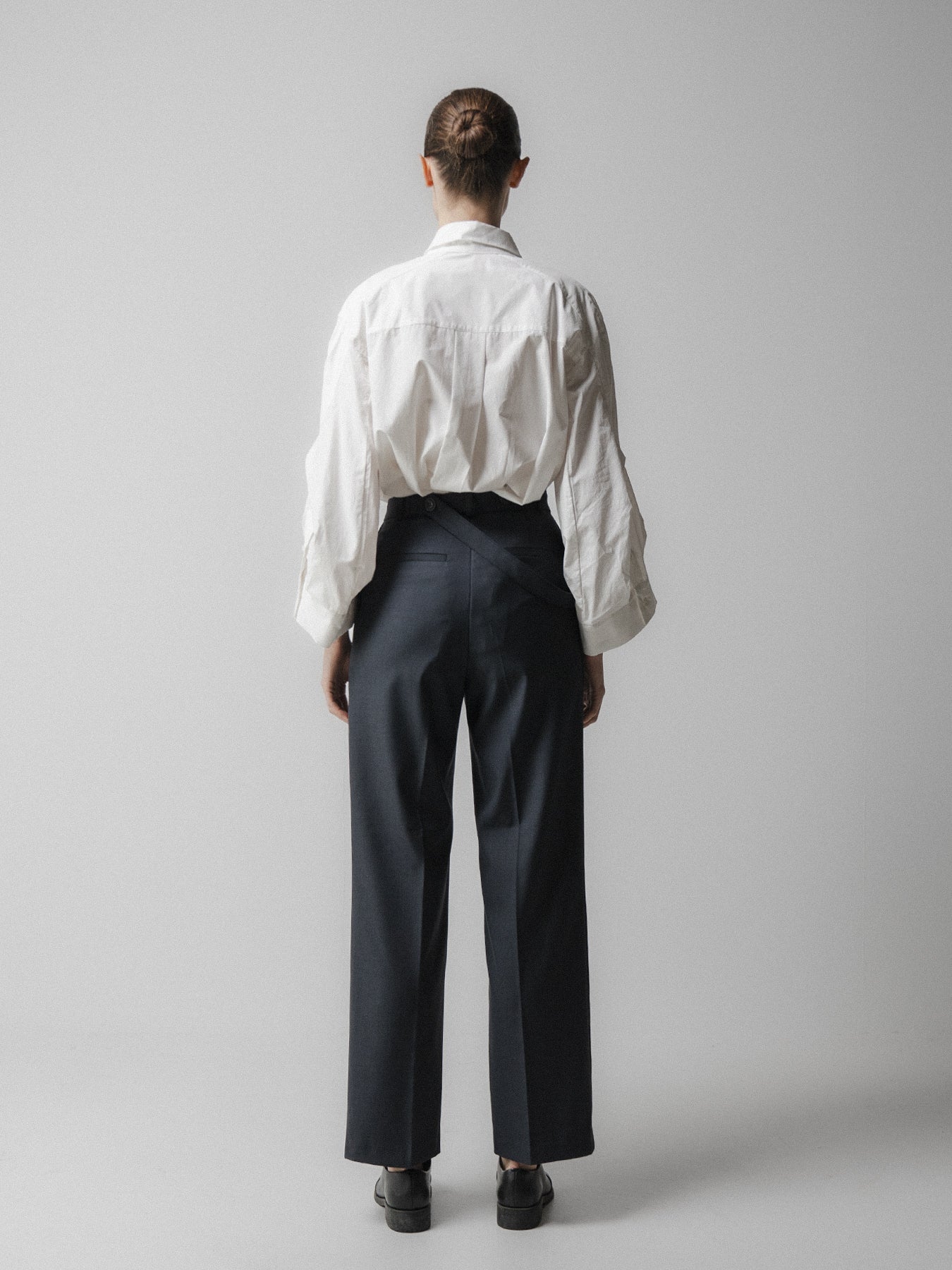 Charcoal Asymmetric Belted Trousers