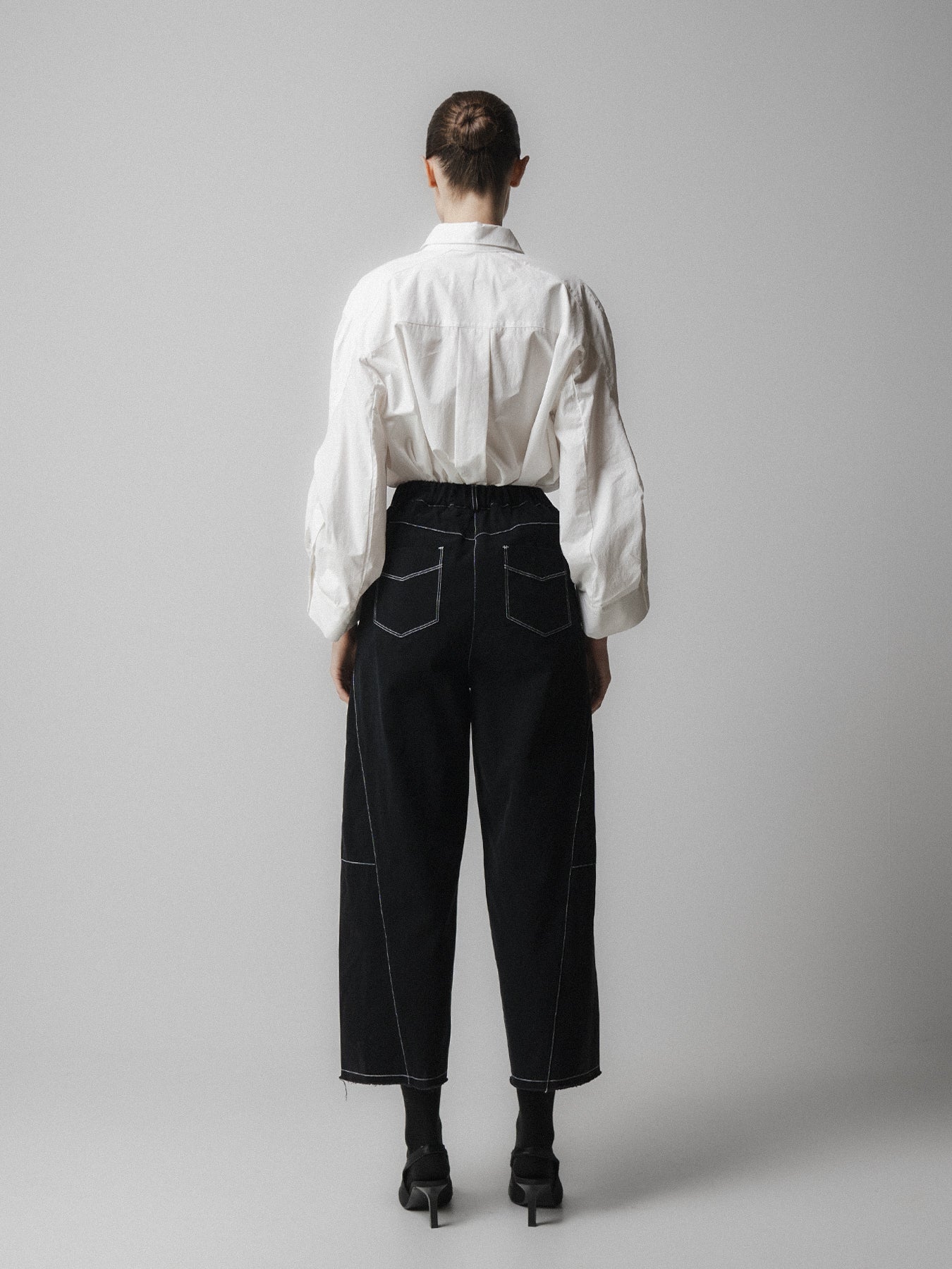 Black Barrel Leg Trousers