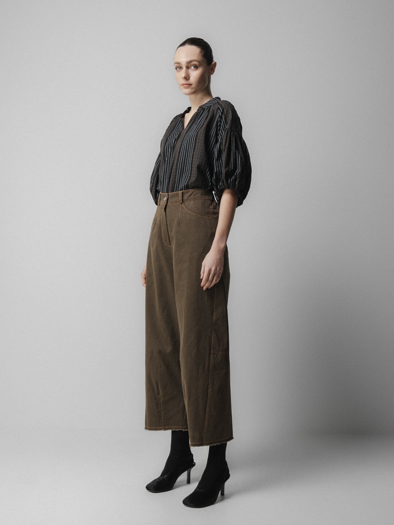 Brown Barrel Leg Trousers