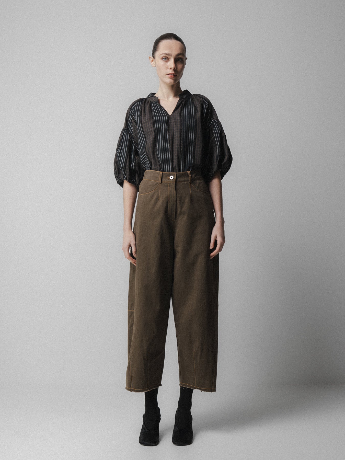 Brown Barrel Leg Trousers