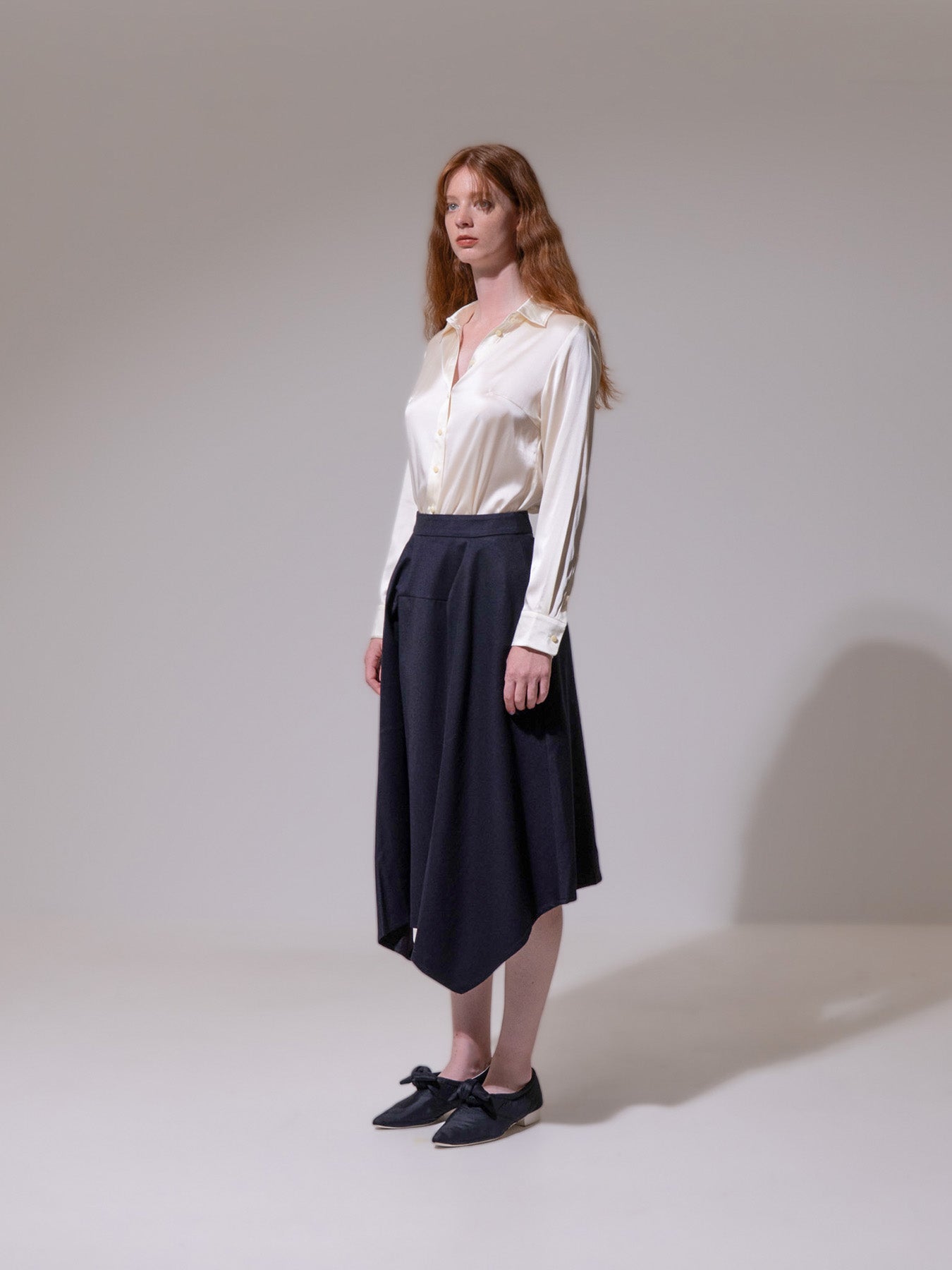 Black Asymmetric Drape Skirt