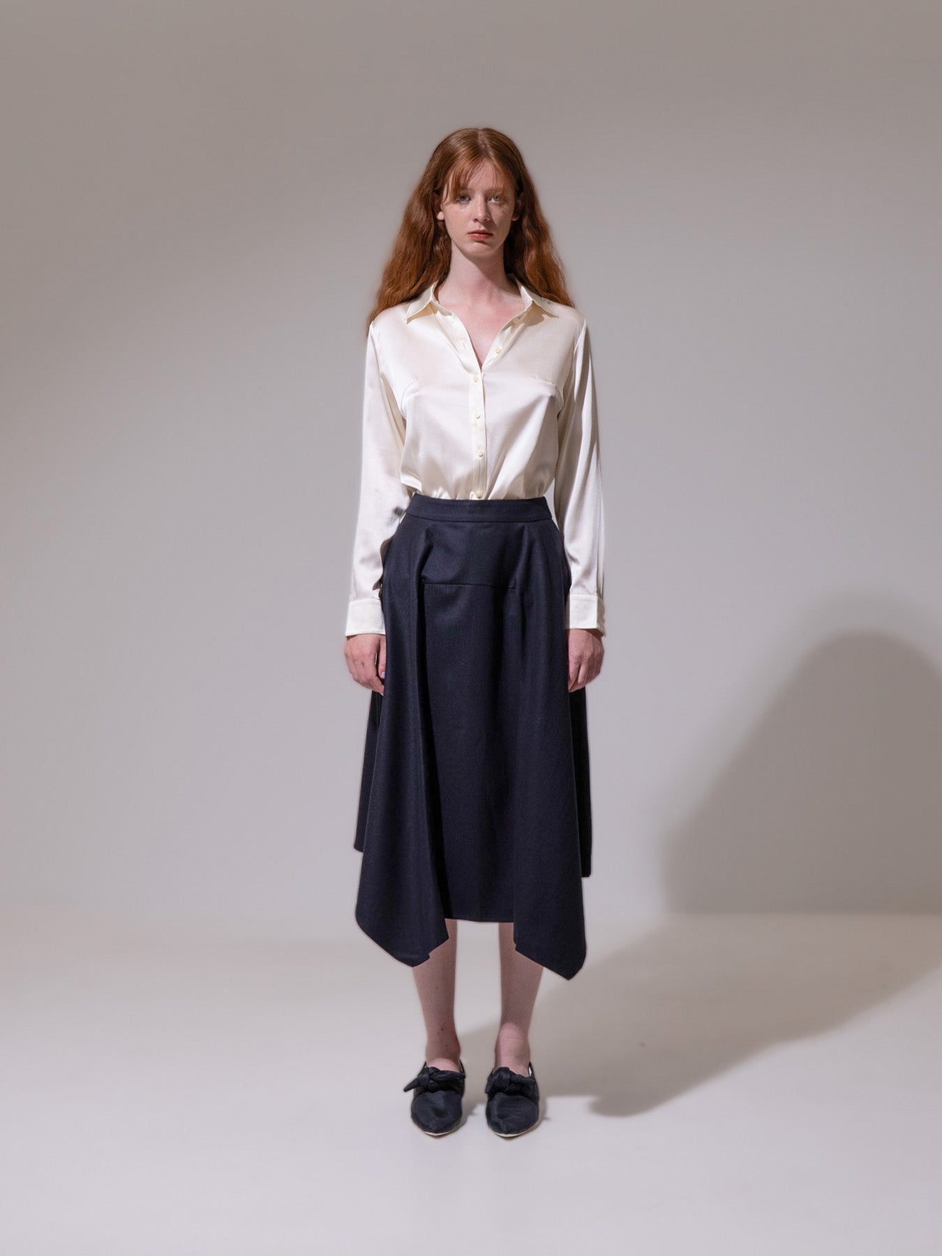 Black Asymmetric Drape Skirt