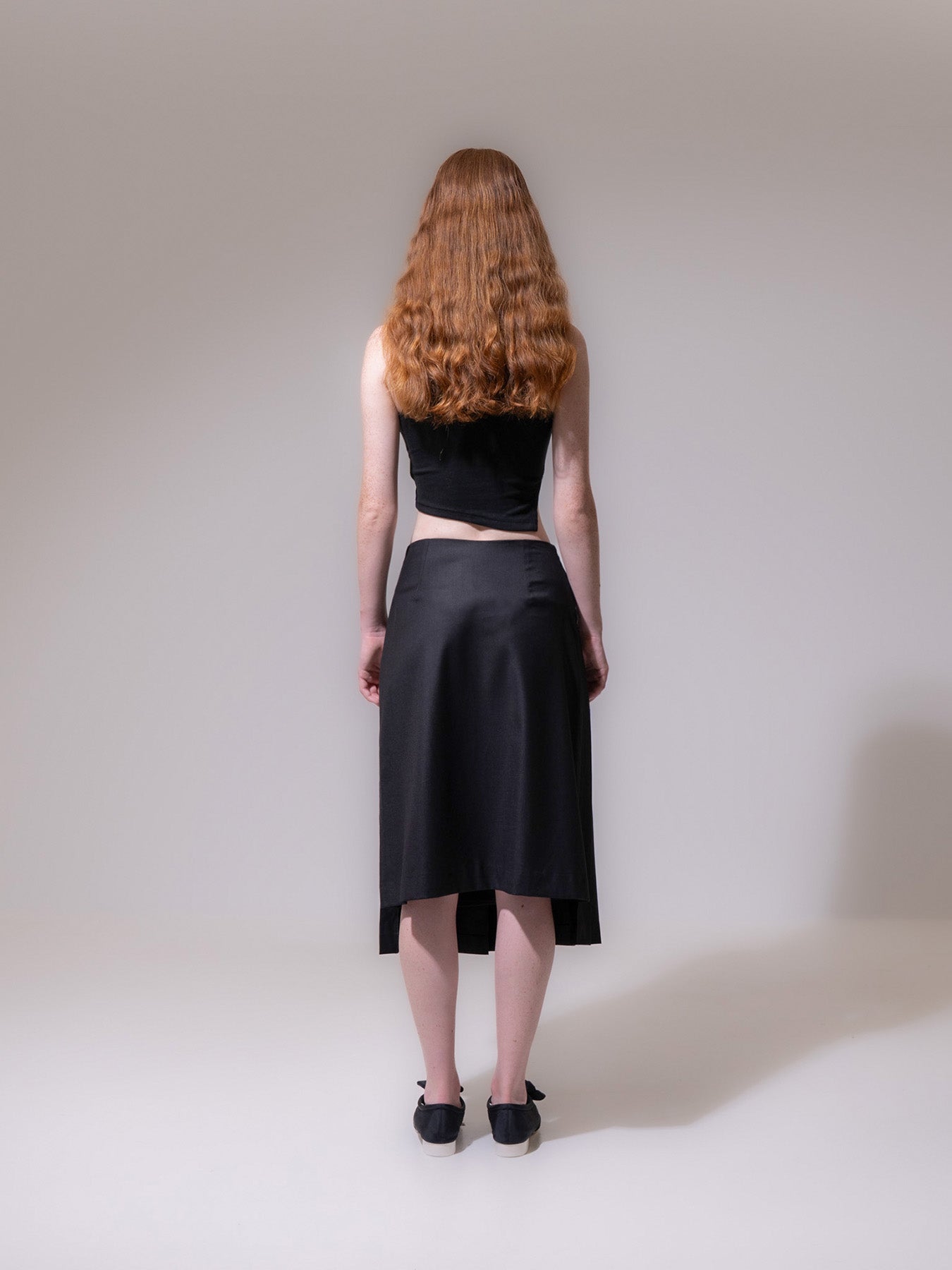Black Front Pleated Skirt