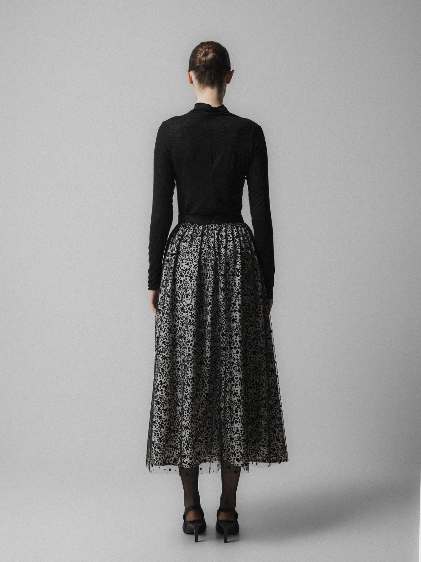 Black Floral Mesh Skirt