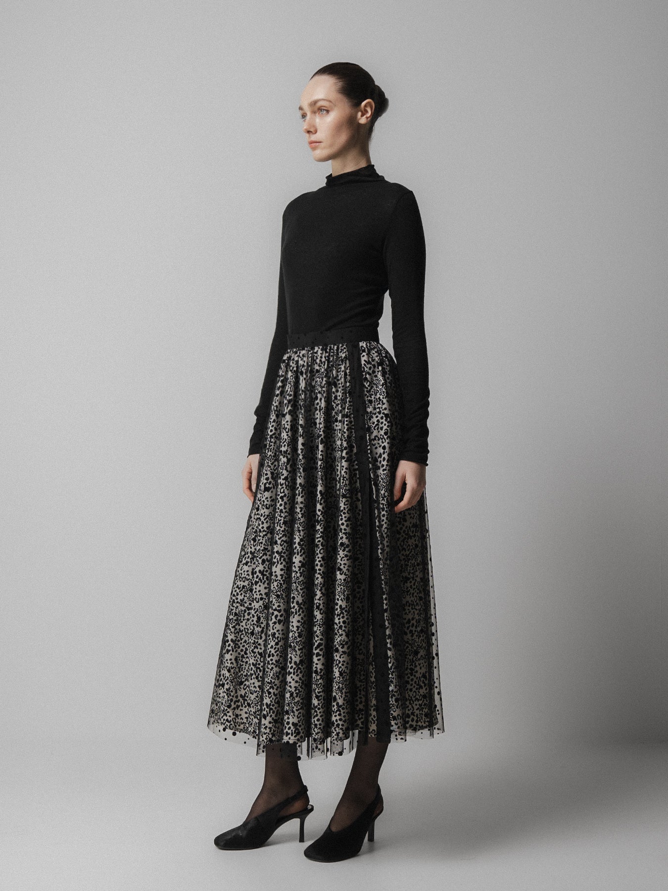 Black Floral Mesh Skirt