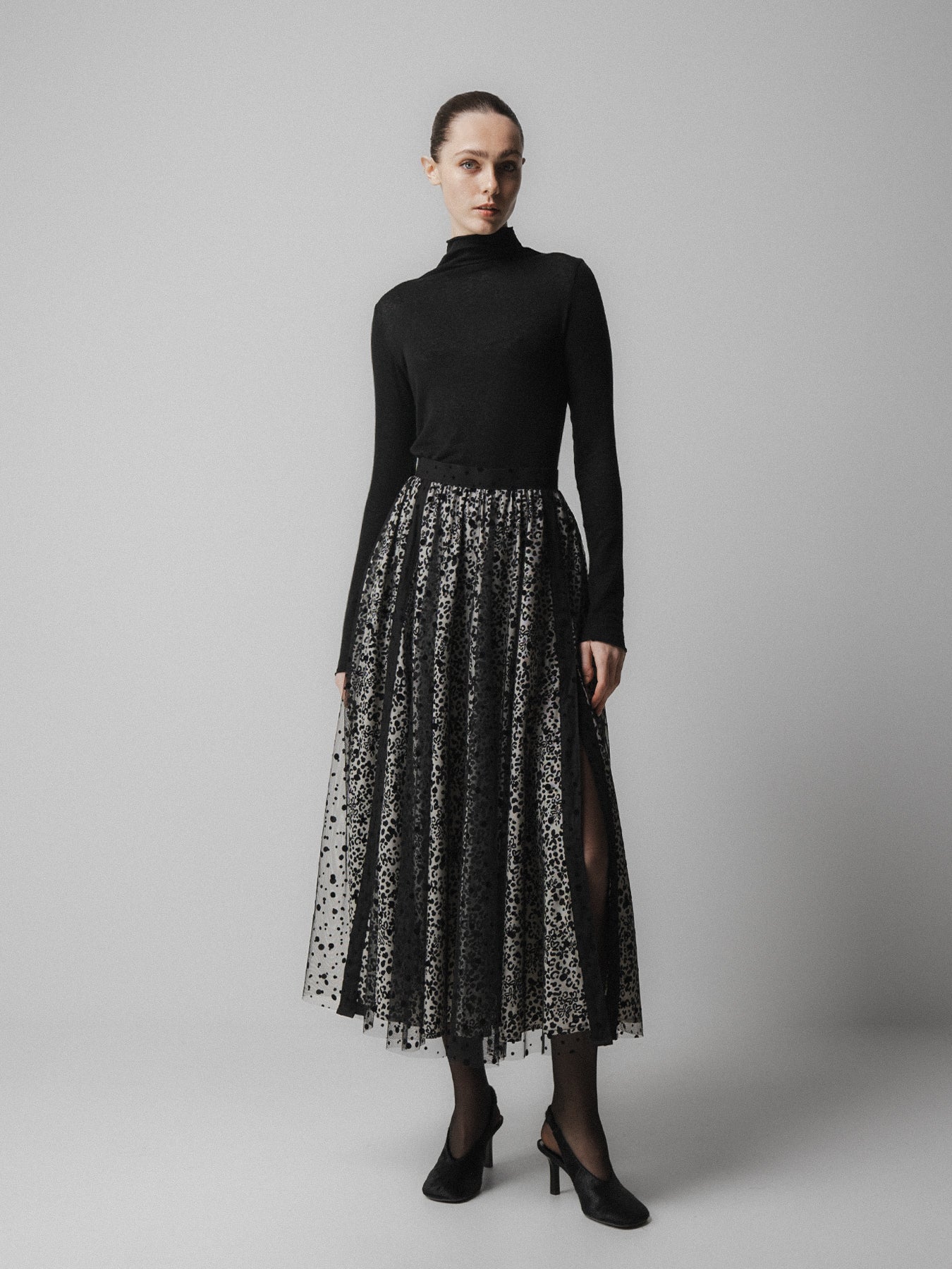 Black Floral Mesh Skirt