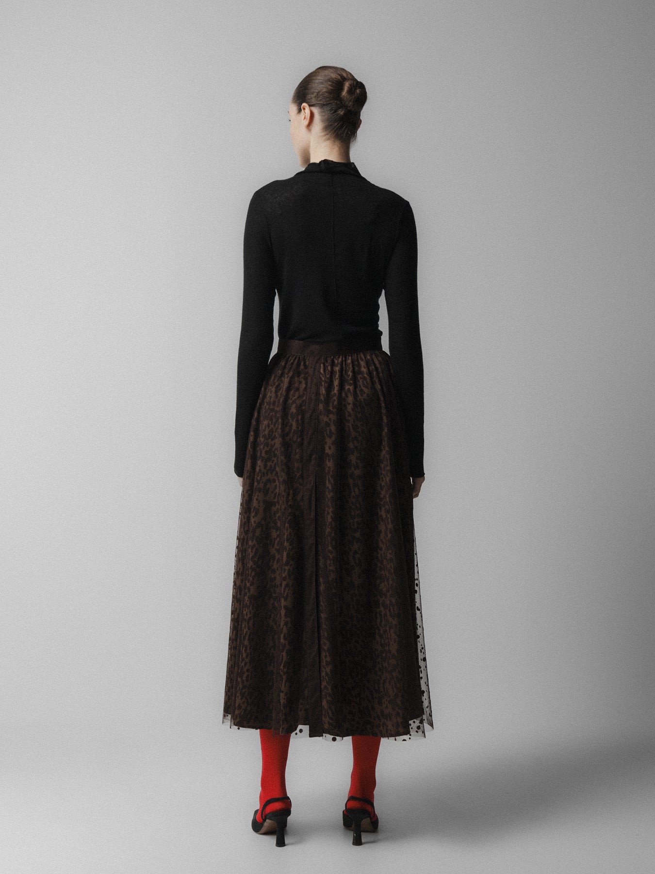 Brown Leopard Mesh Skirt