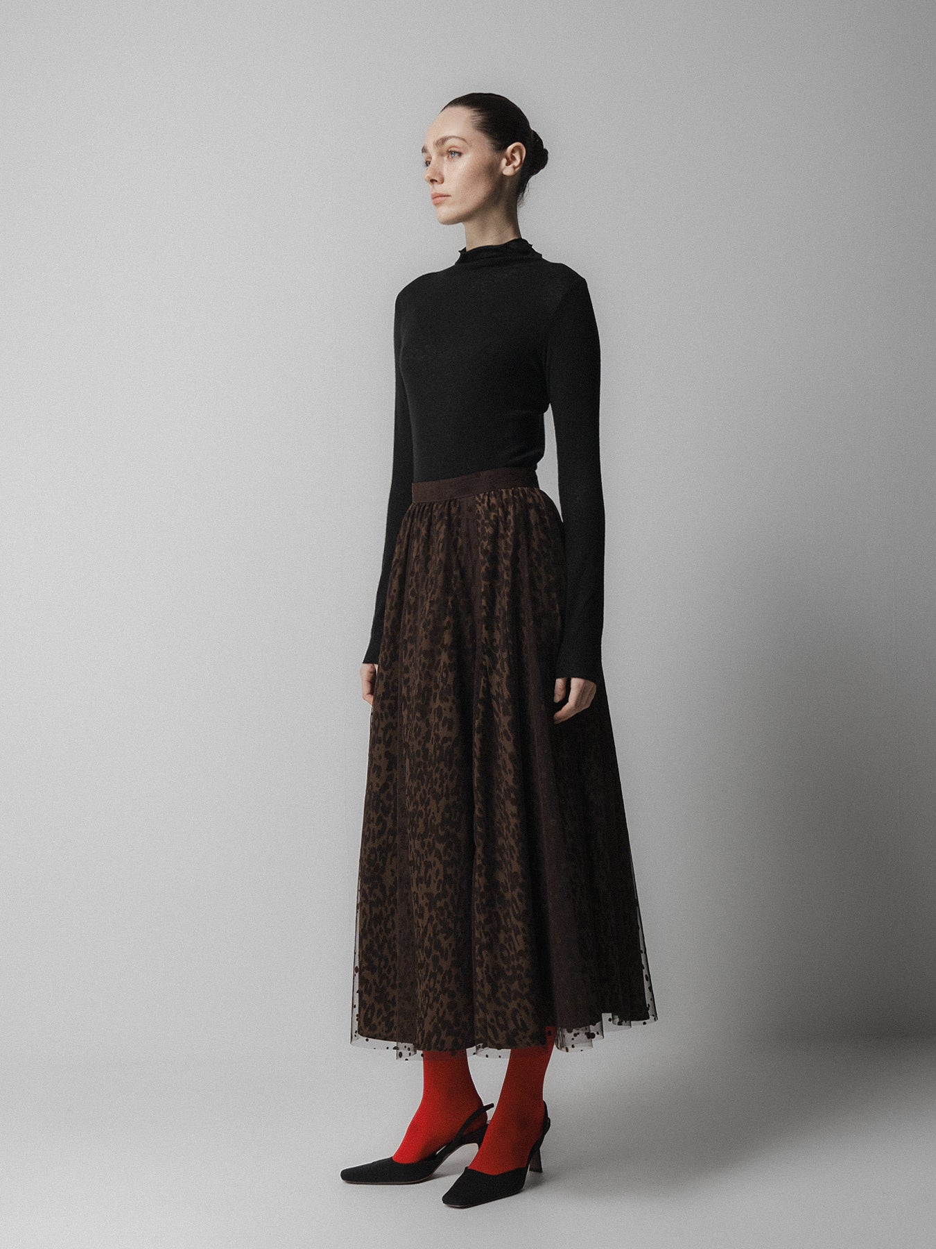 Brown Leopard Mesh Skirt