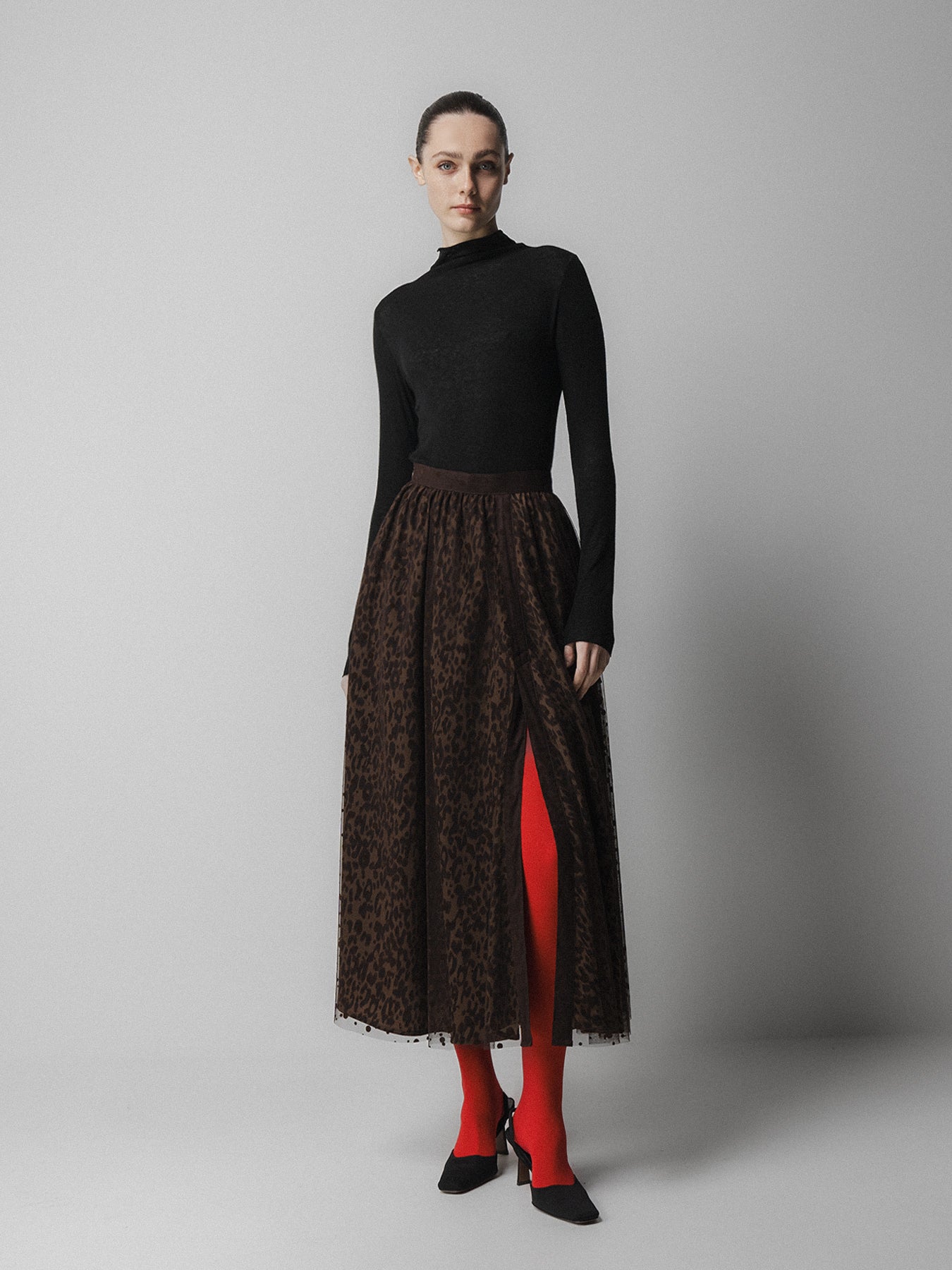 Brown Leopard Mesh Skirt