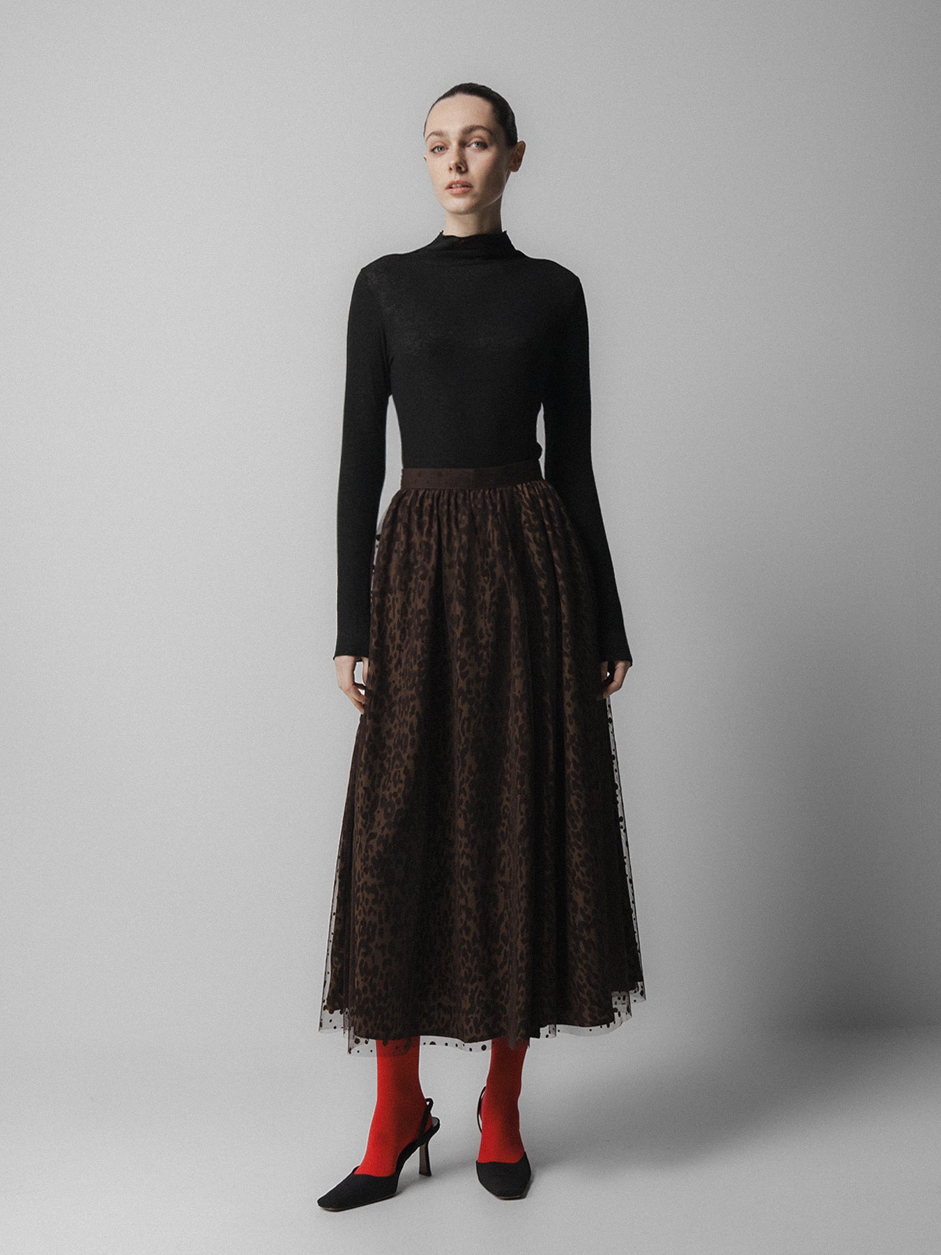 Brown Leopard Mesh Skirt