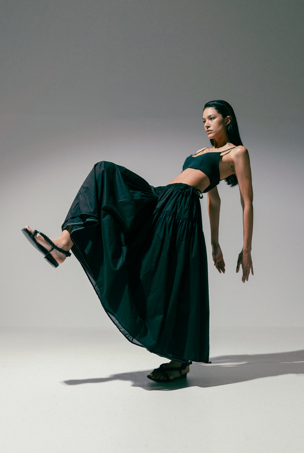 Black Volume Maxi Skirt
