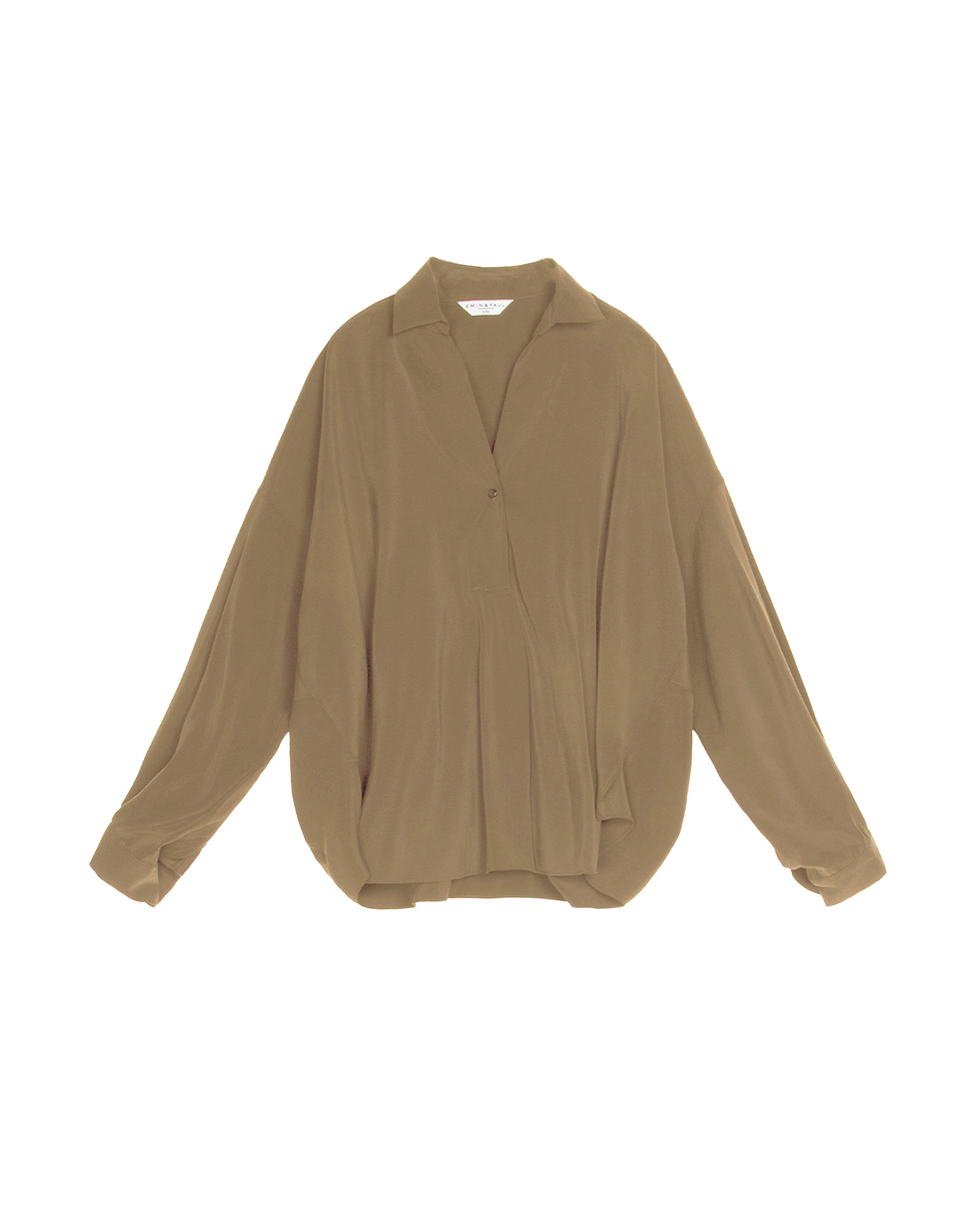 Khaki Curved Hem Blouse