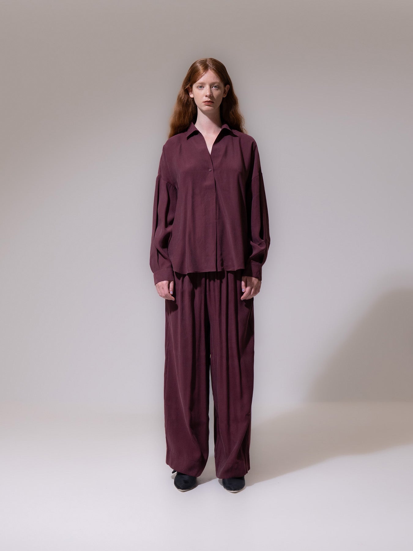 Burgundy Fluid Trousers
