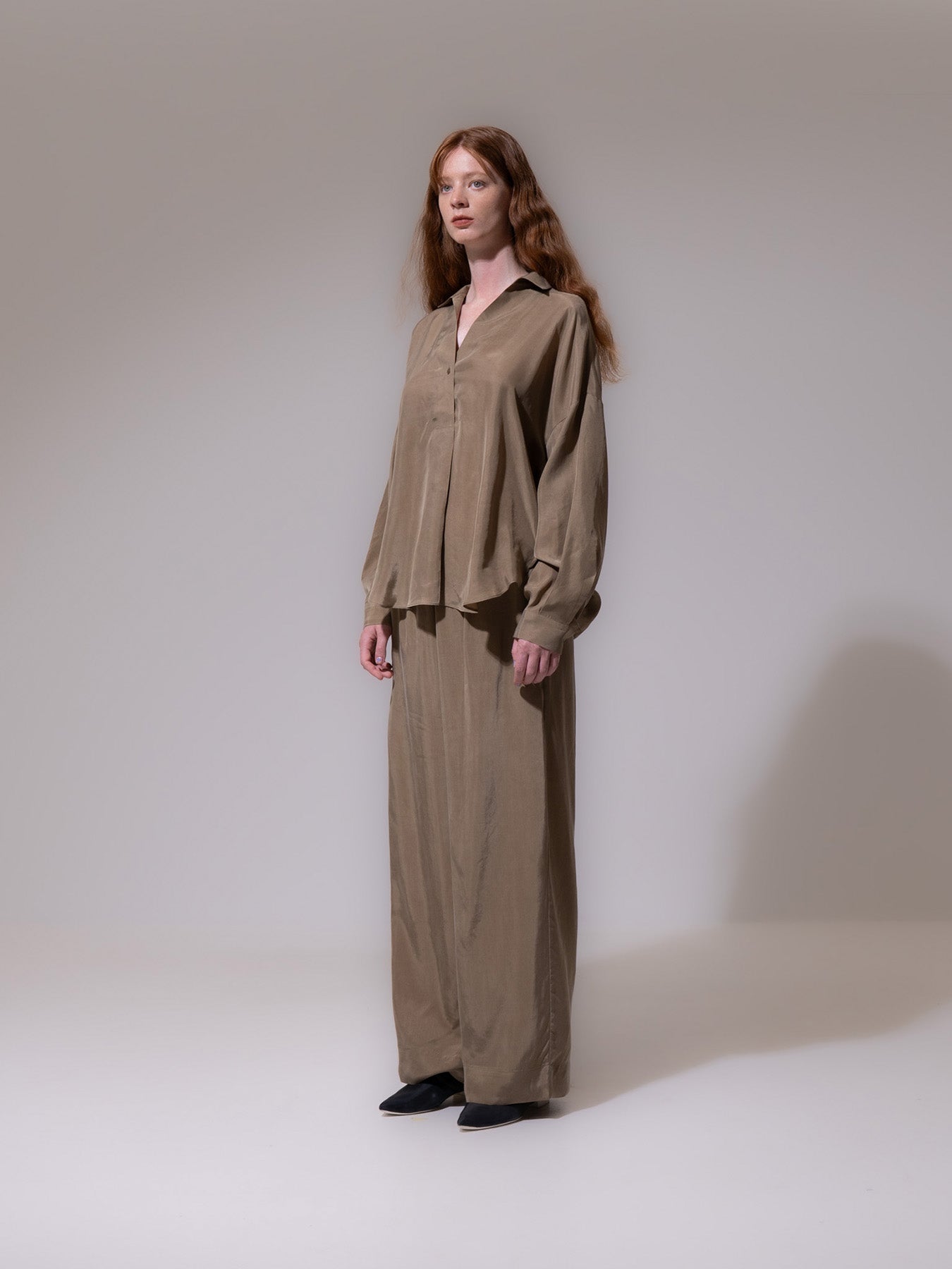 Khaki Fluid Trousers