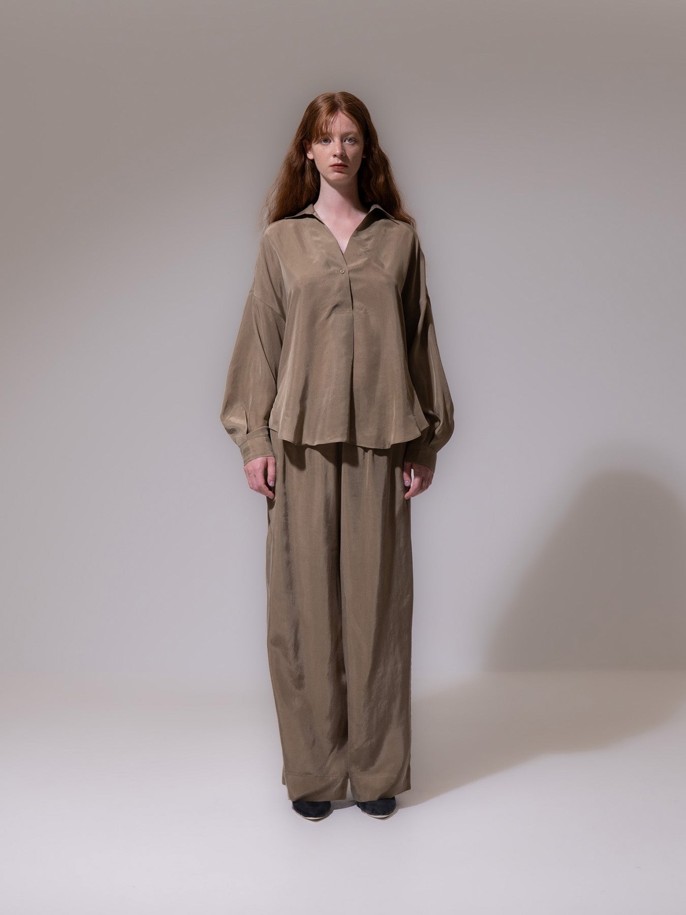 Khaki Fluid Trousers