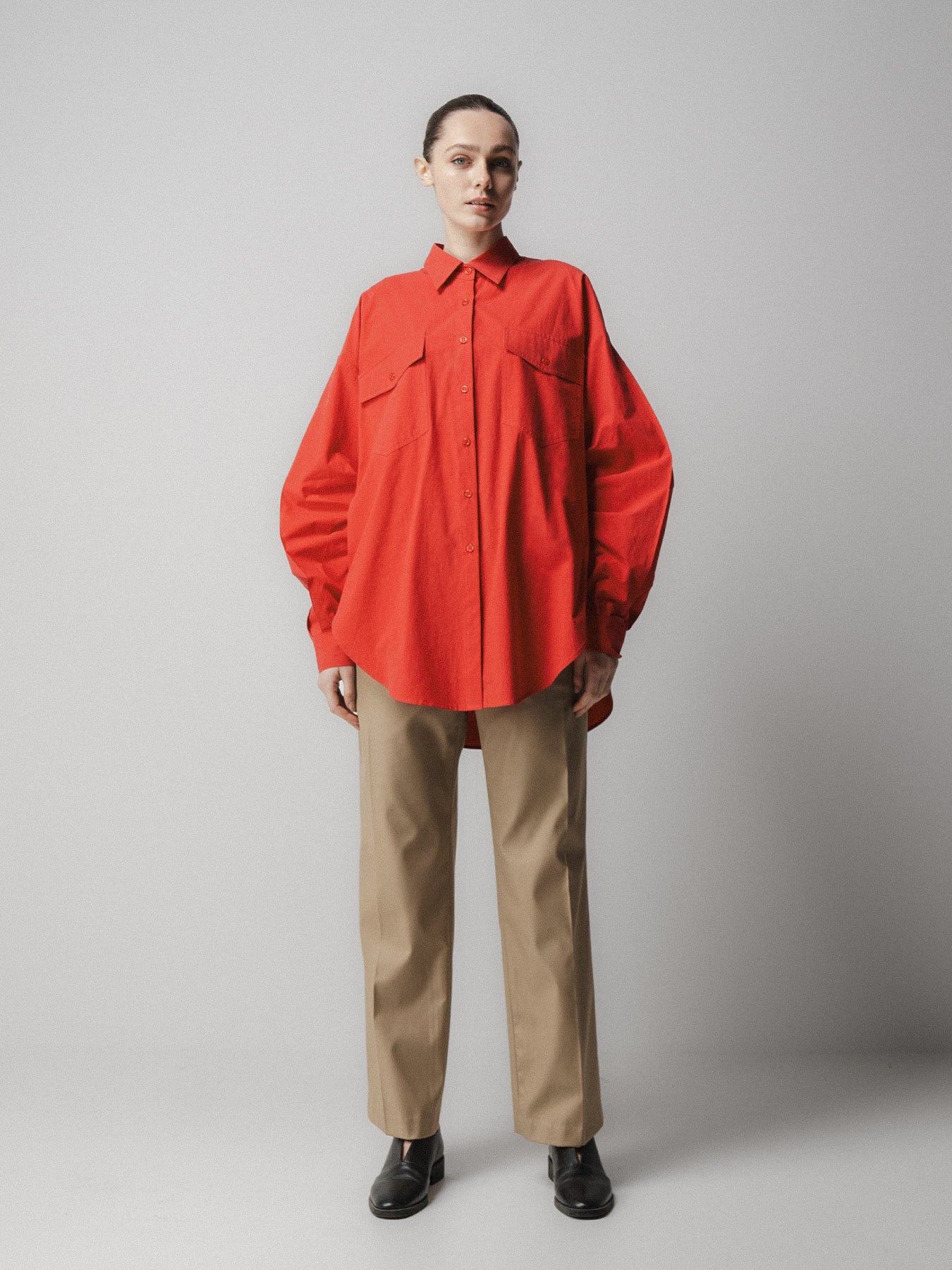 Red Back Gathered Shirt