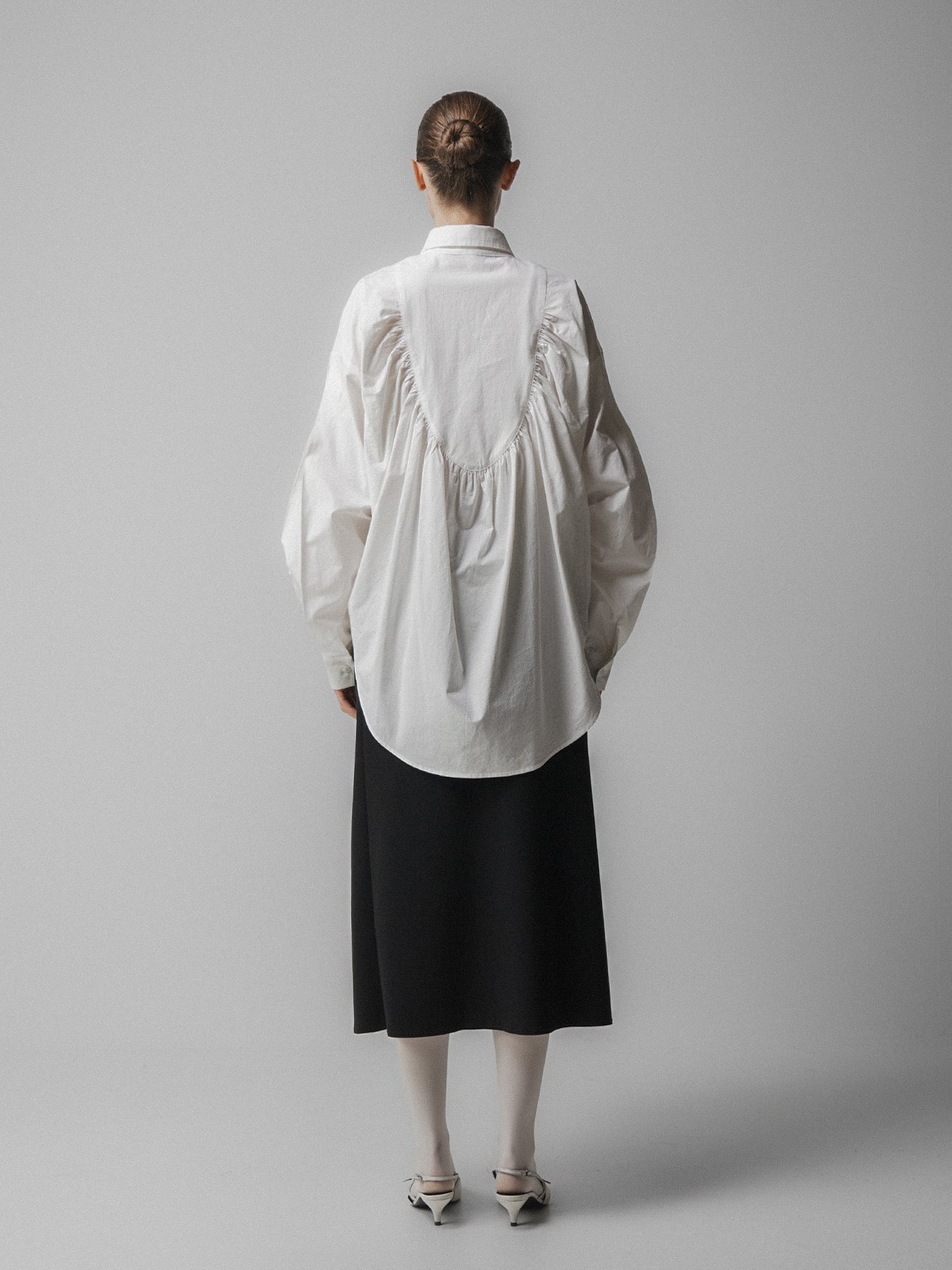 White Back Gathered Shirt