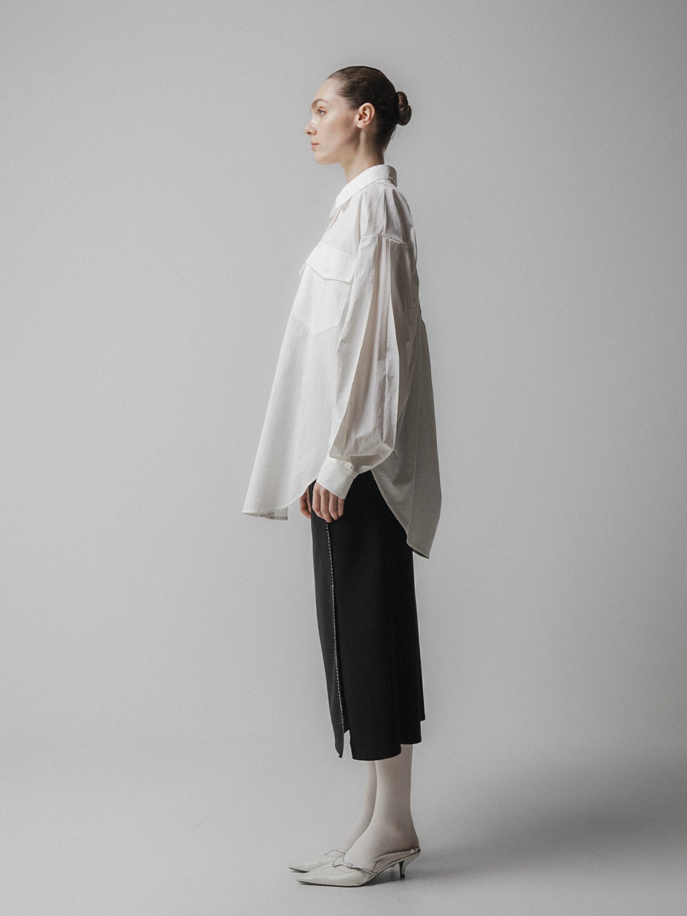White Back Gathered Shirt