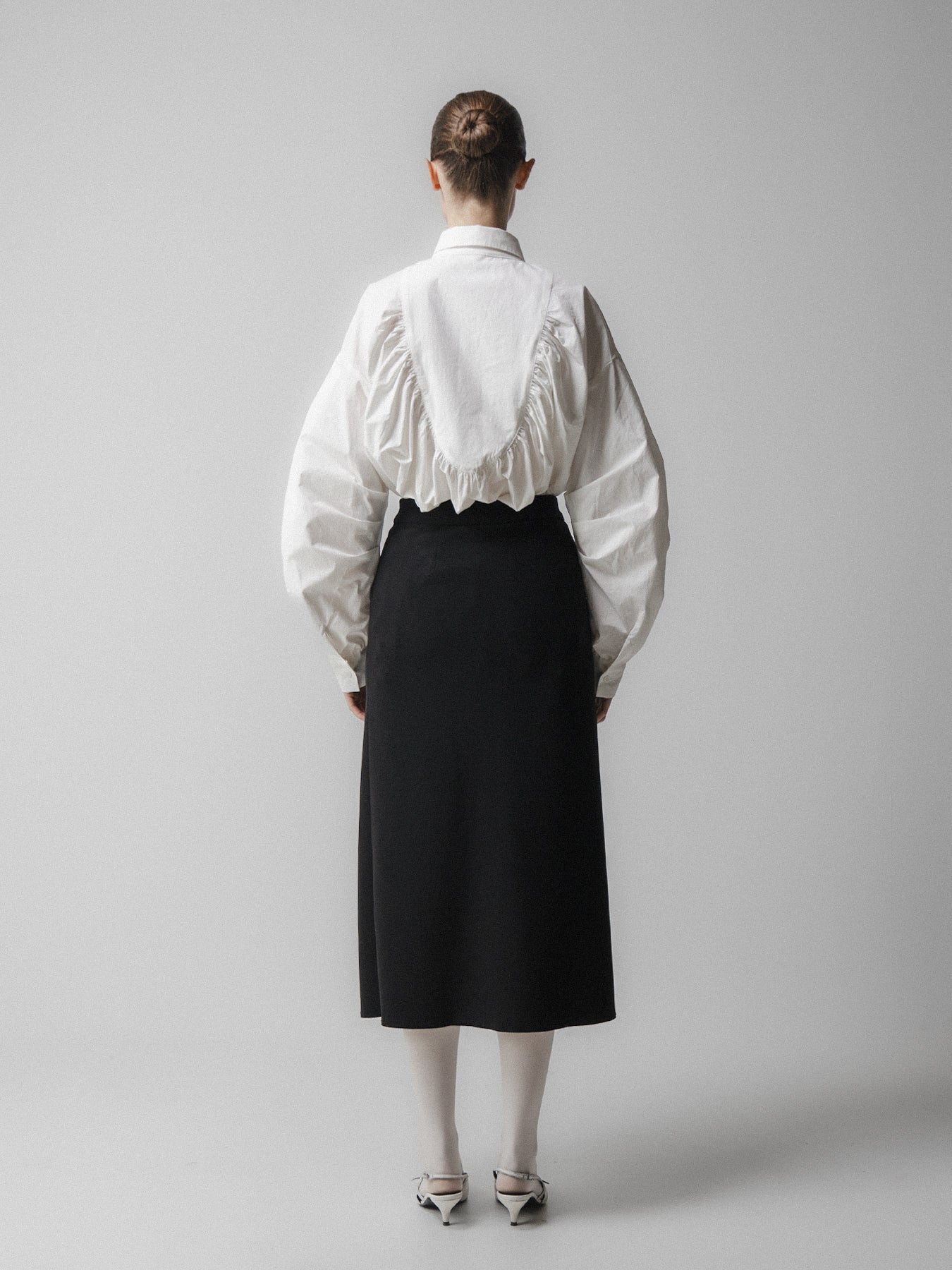 White Back Gathered Shirt