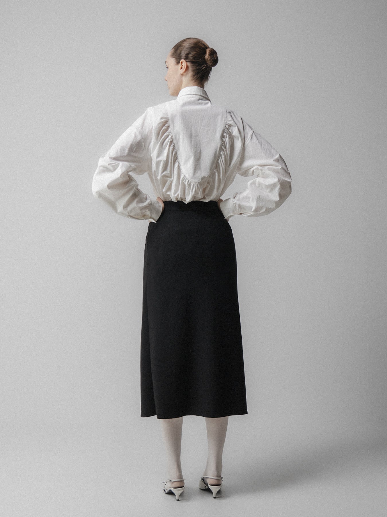 White Back Gathered Shirt