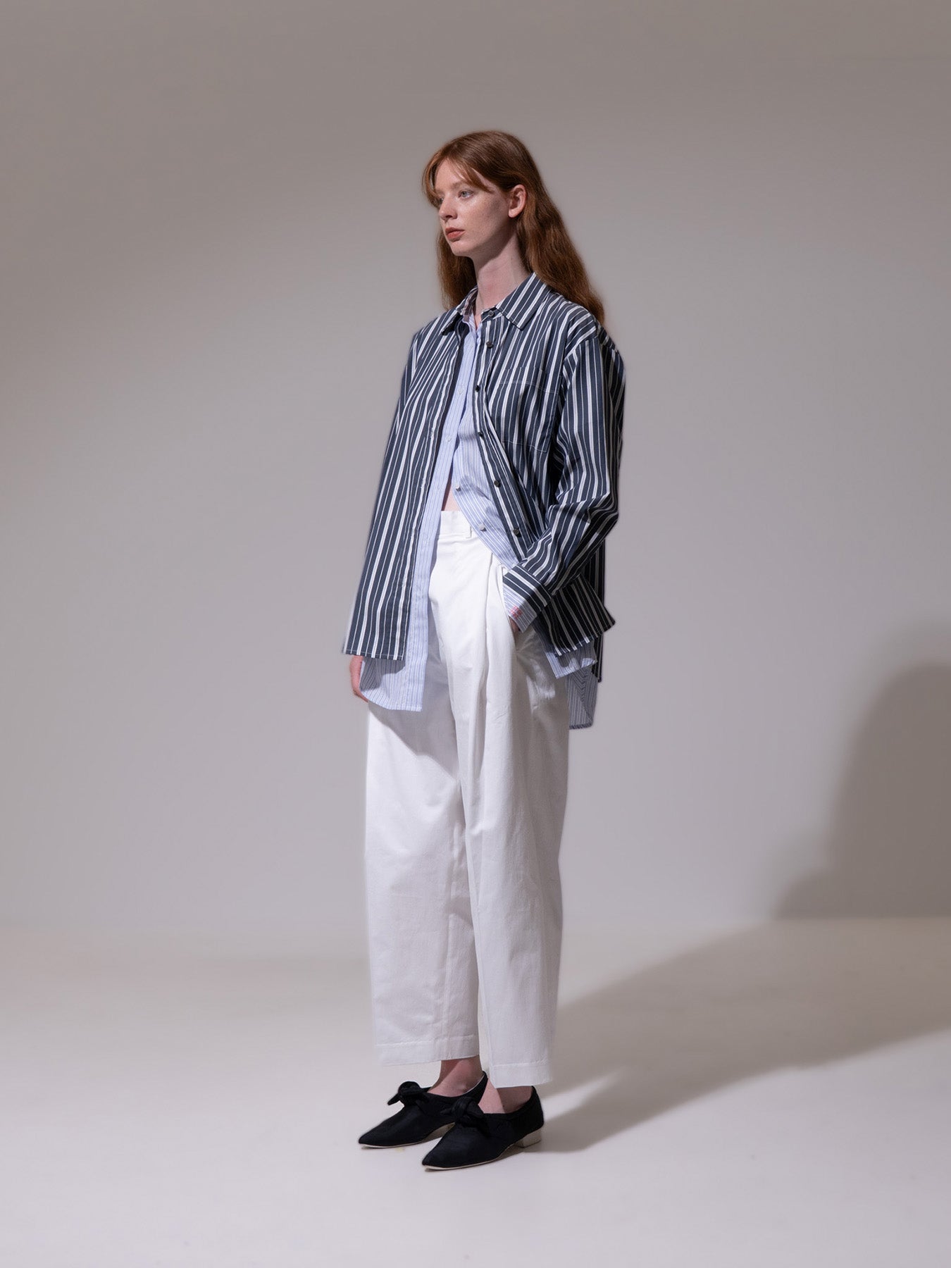Navy Double Layer Pinstripe Shirt