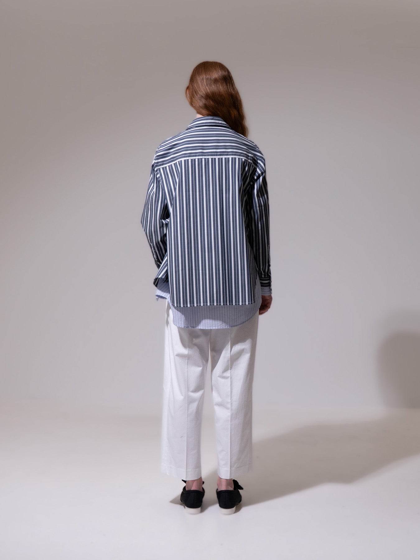 Navy Double Layer Pinstripe Shirt