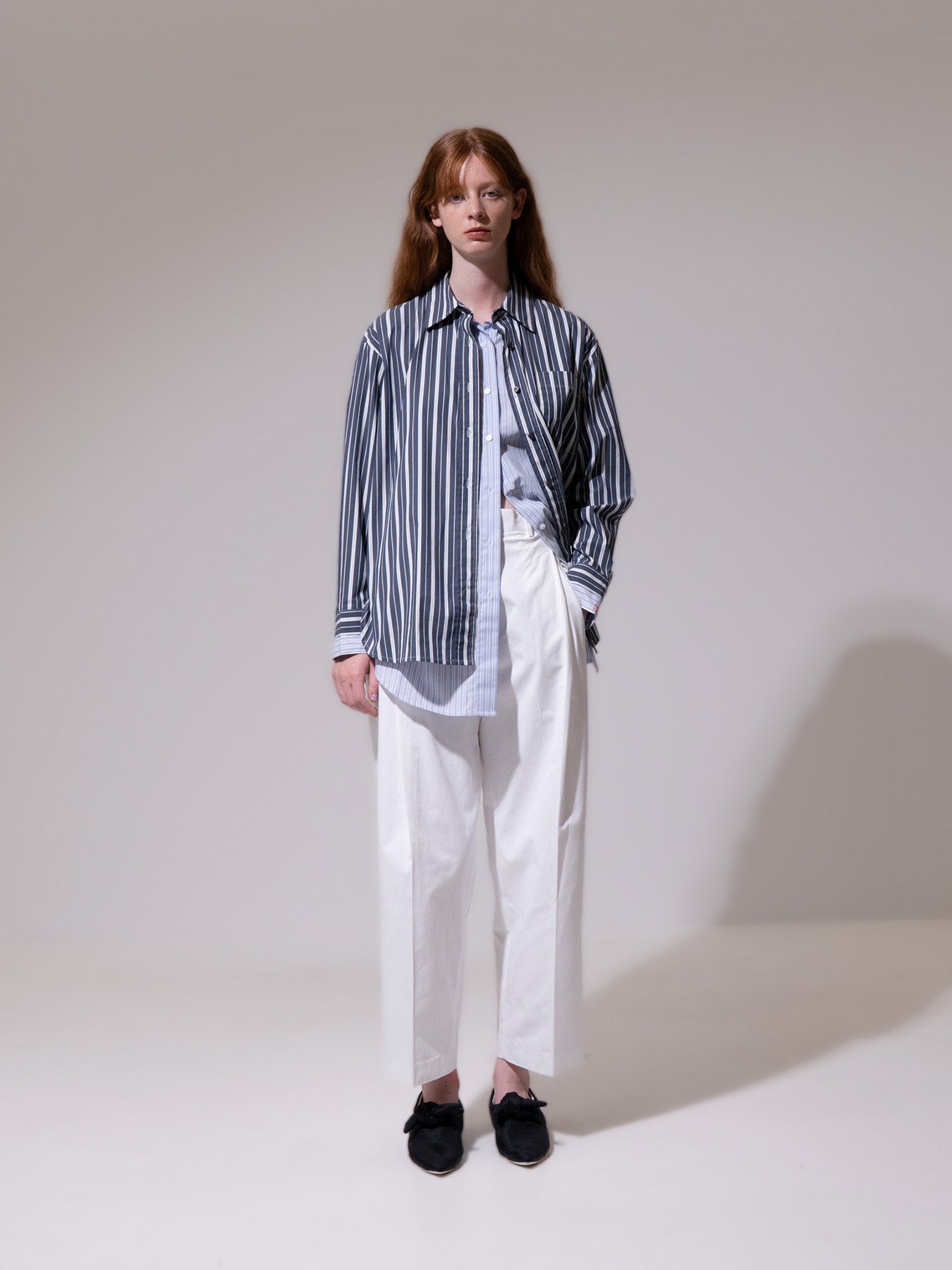 Navy Double Layer Pinstripe Shirt
