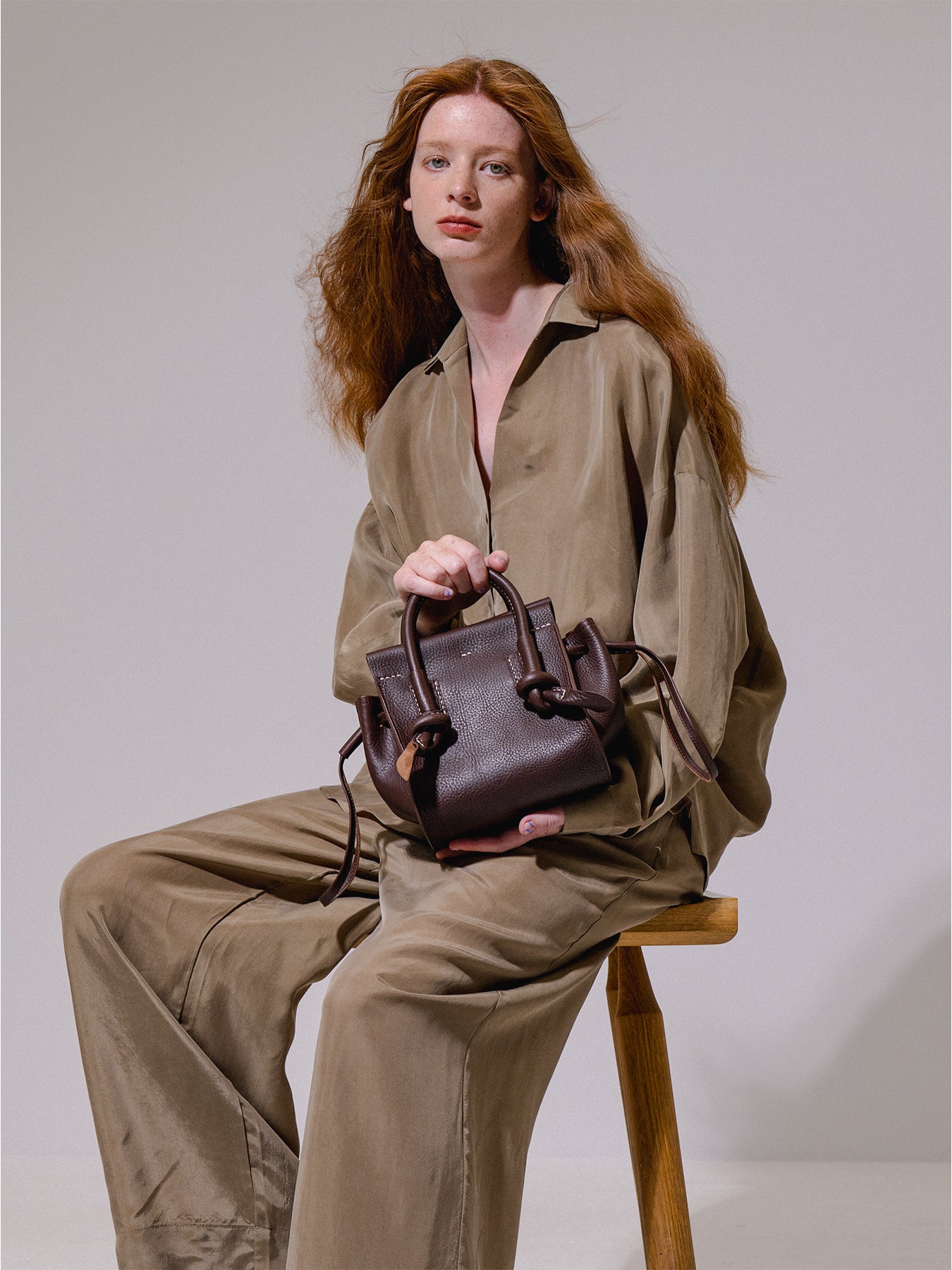Brown leather bag small