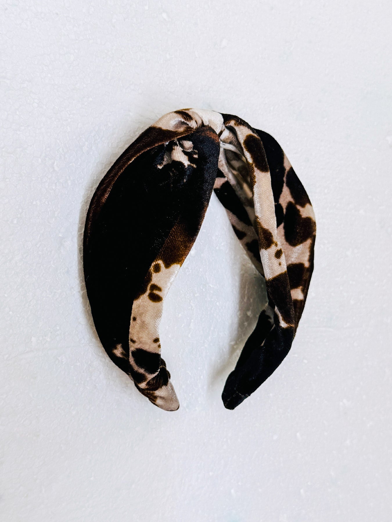 Brown Cow Velvet Headband