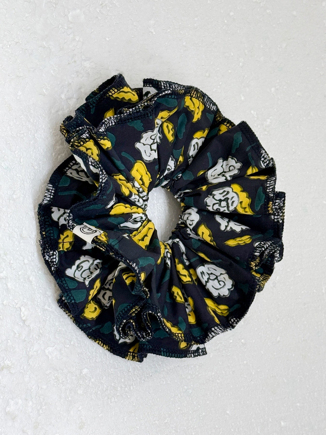 Black Yellow Flower Hair Scrunchie